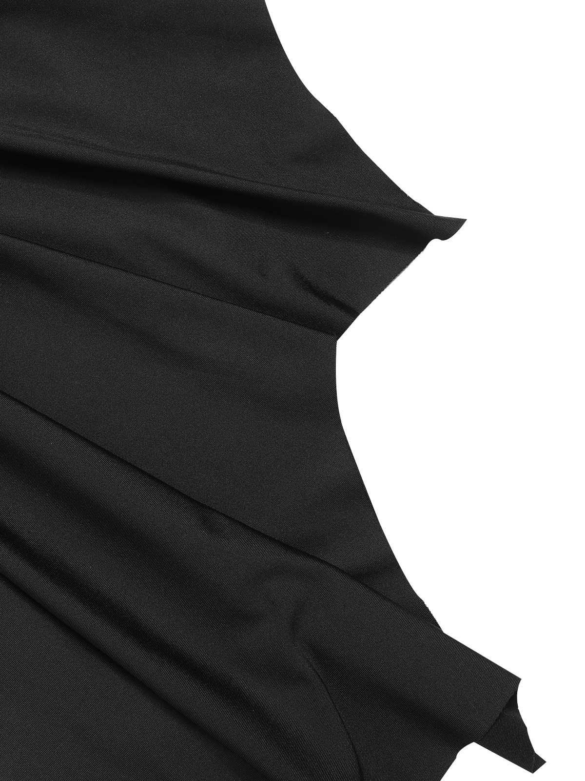 Black 1930s Solid Batwing Cuffs Fishtail Dress - Image 4