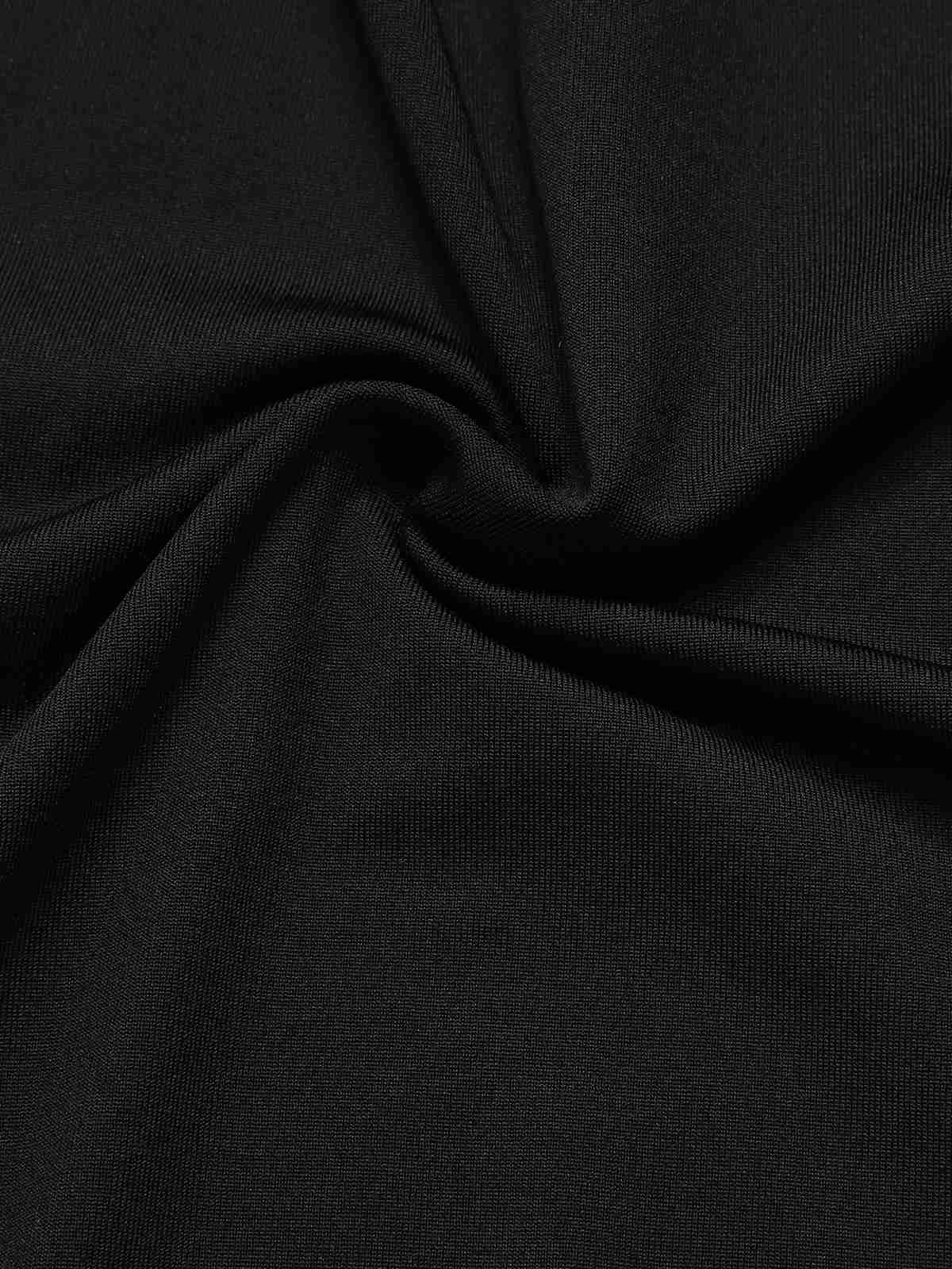 Black 1930s Solid Batwing Lace-Up Fishtail Dress - Image 4