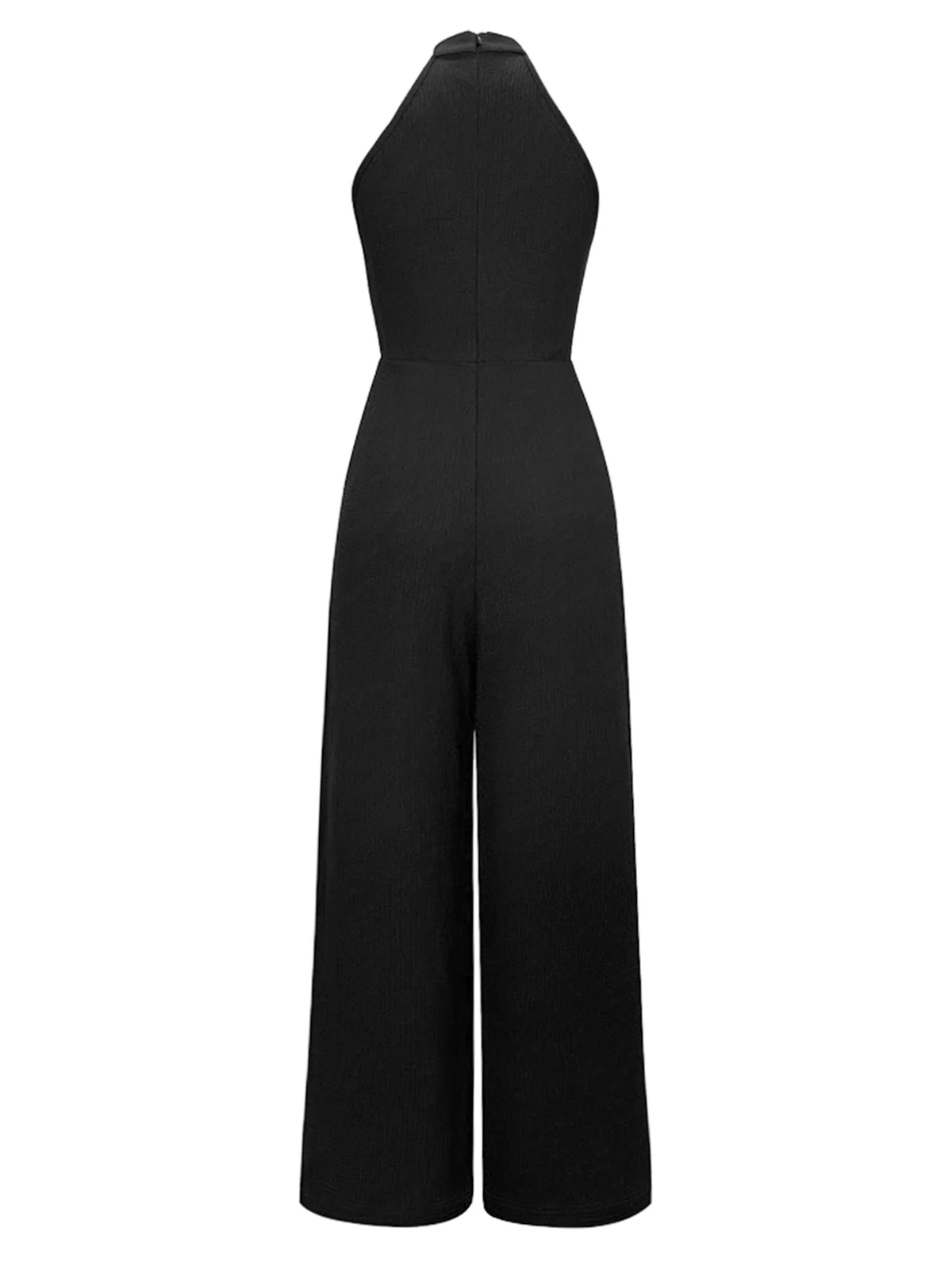 Black 1930s Solid Halter Sleeveless Jumpsuit - Image 2