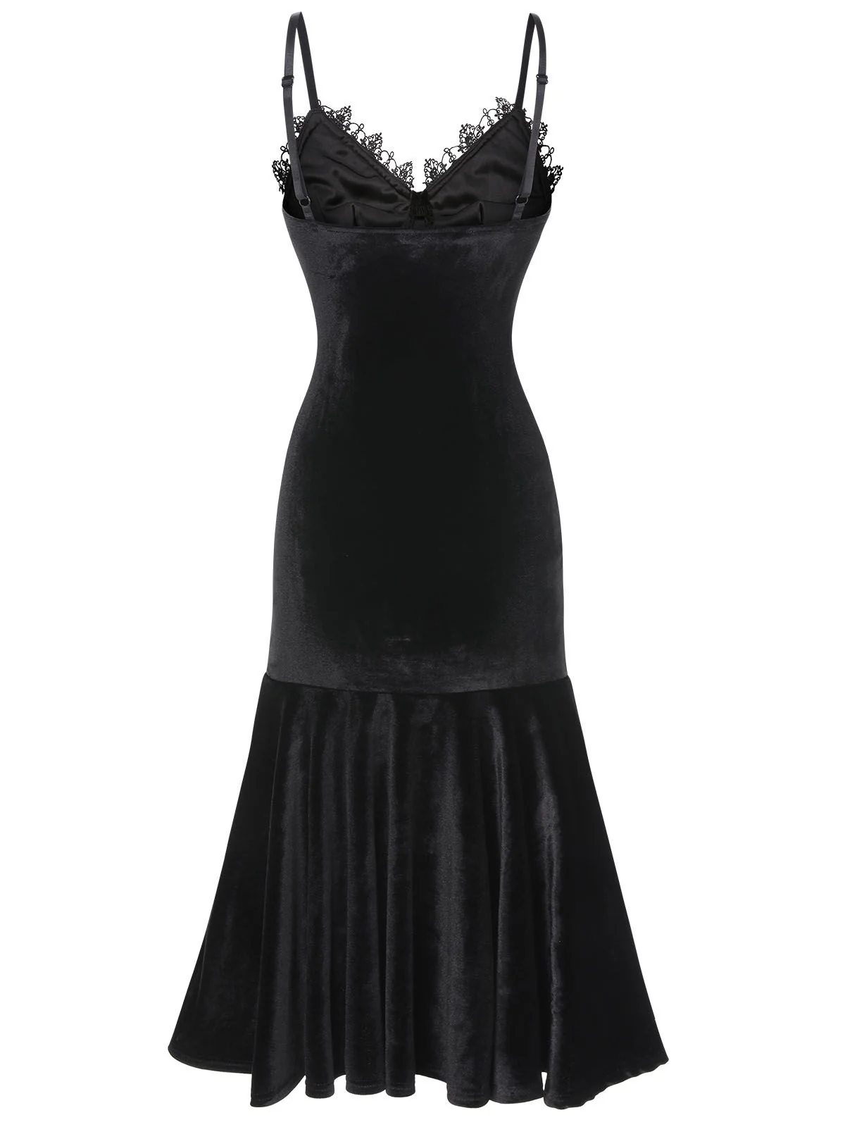 Black 1930s Spaghetti Strap Cross Lace Dress - Image 2