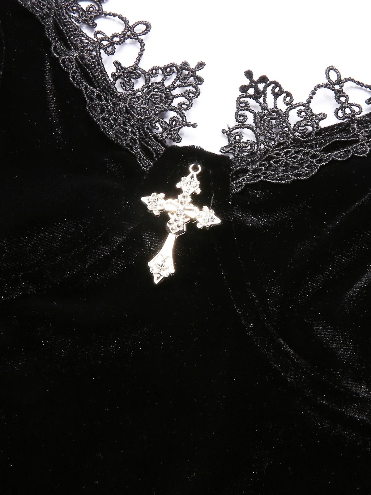 Black 1930s Spaghetti Strap Cross Lace Dress - Image 4