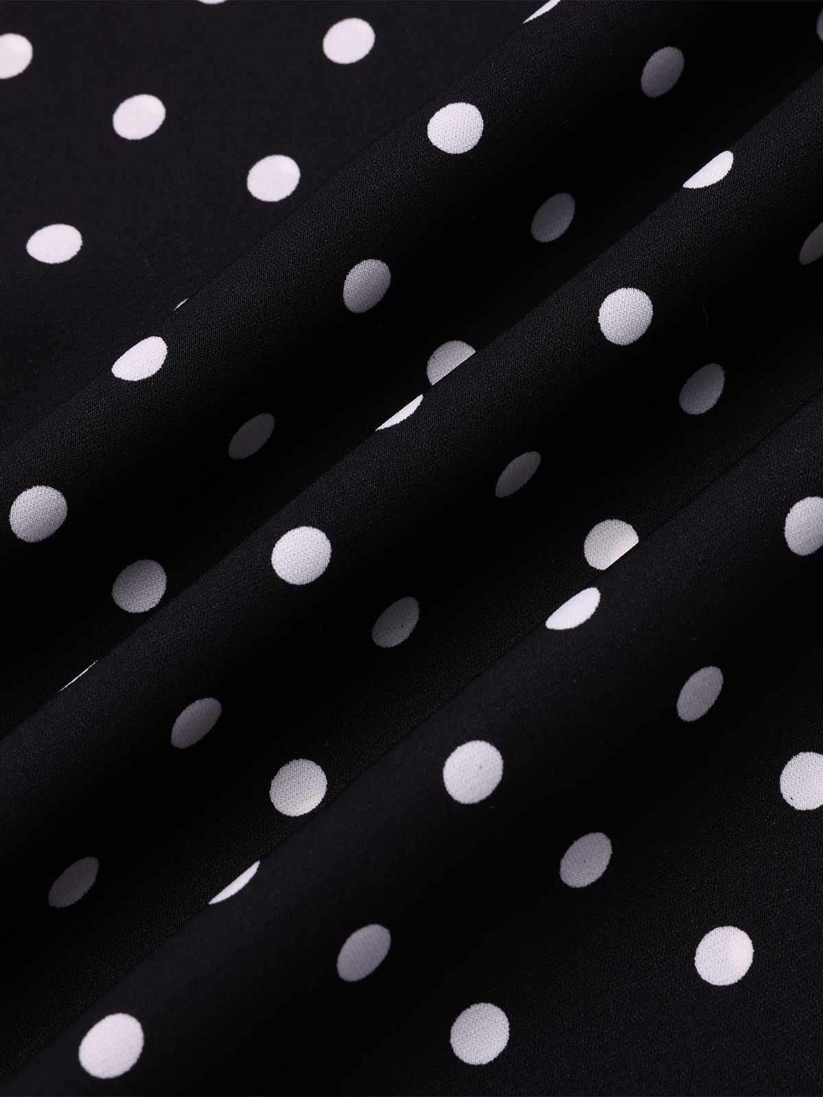 Black 1930s Spaghetti Strap Polka Dots Mermaid Dress - Image 4