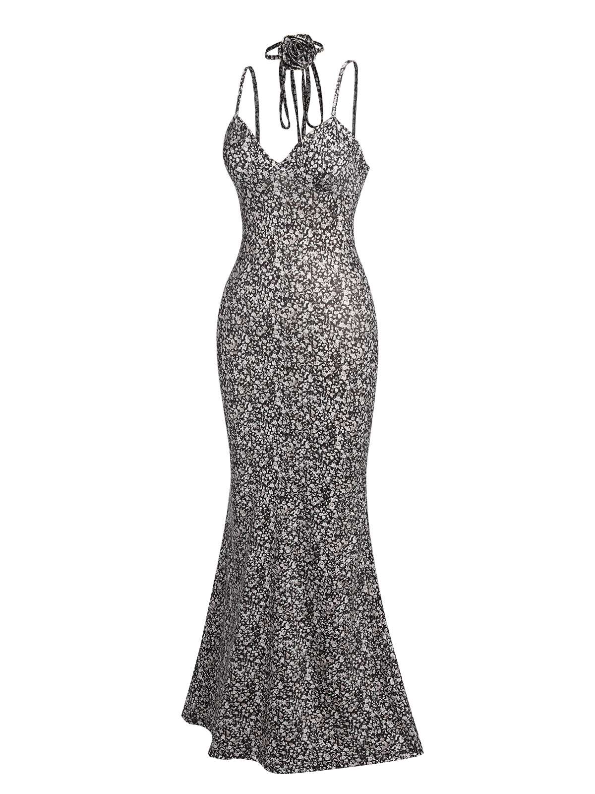 Black 1930s Spaghetti Straps Mermaid Dress - Image 2