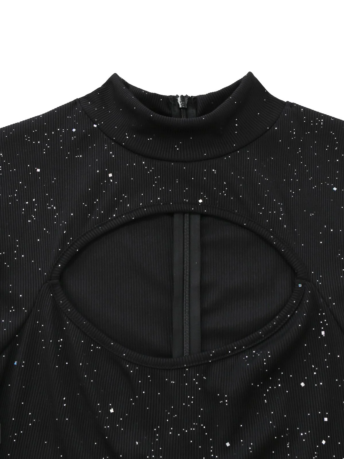 Black 1930s Sparkly Cutout Jumpsuit with Cape - Image 4