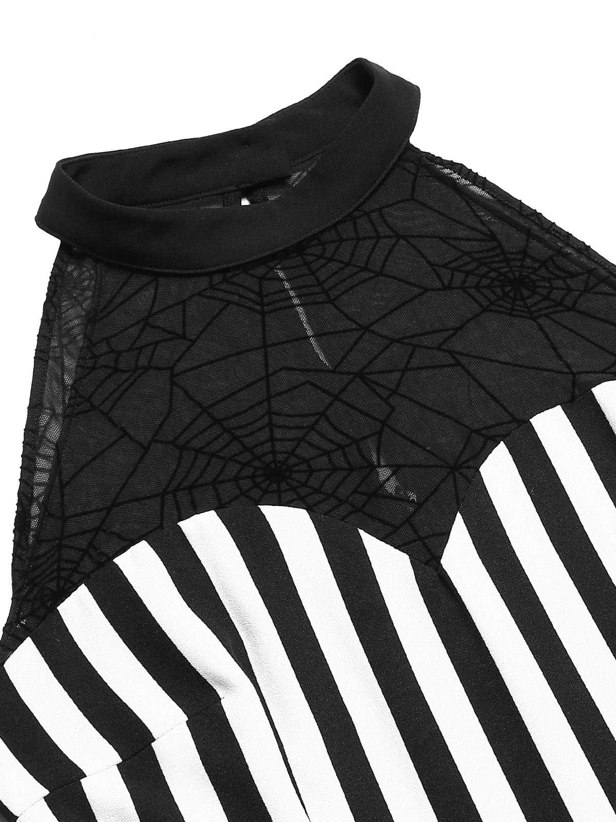 Black 1930s Spiderweb Mesh Stripe Fishtail Dress - Image 6