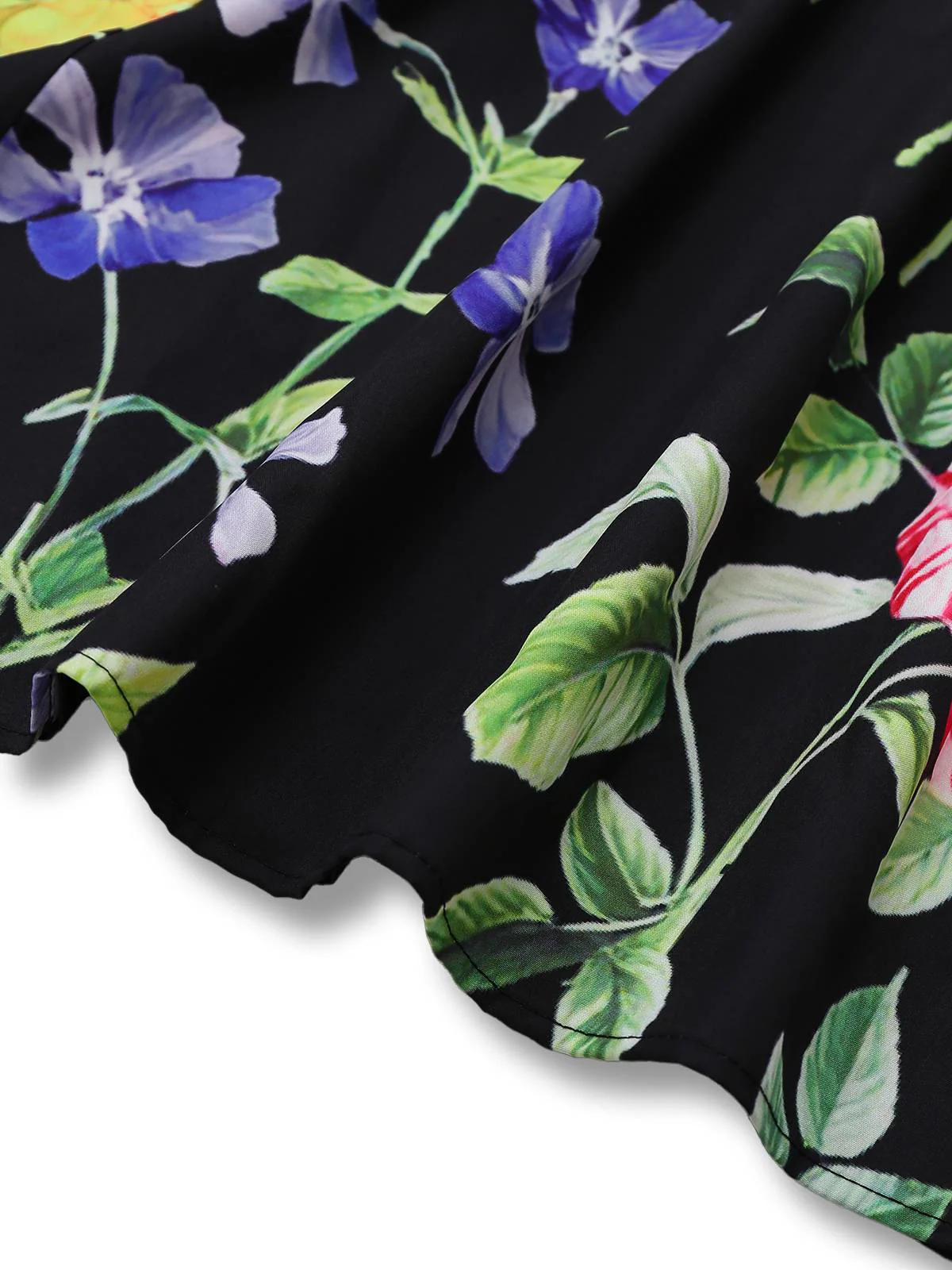Black 1930s Square Neck Floral Maxi Dress - Image 4