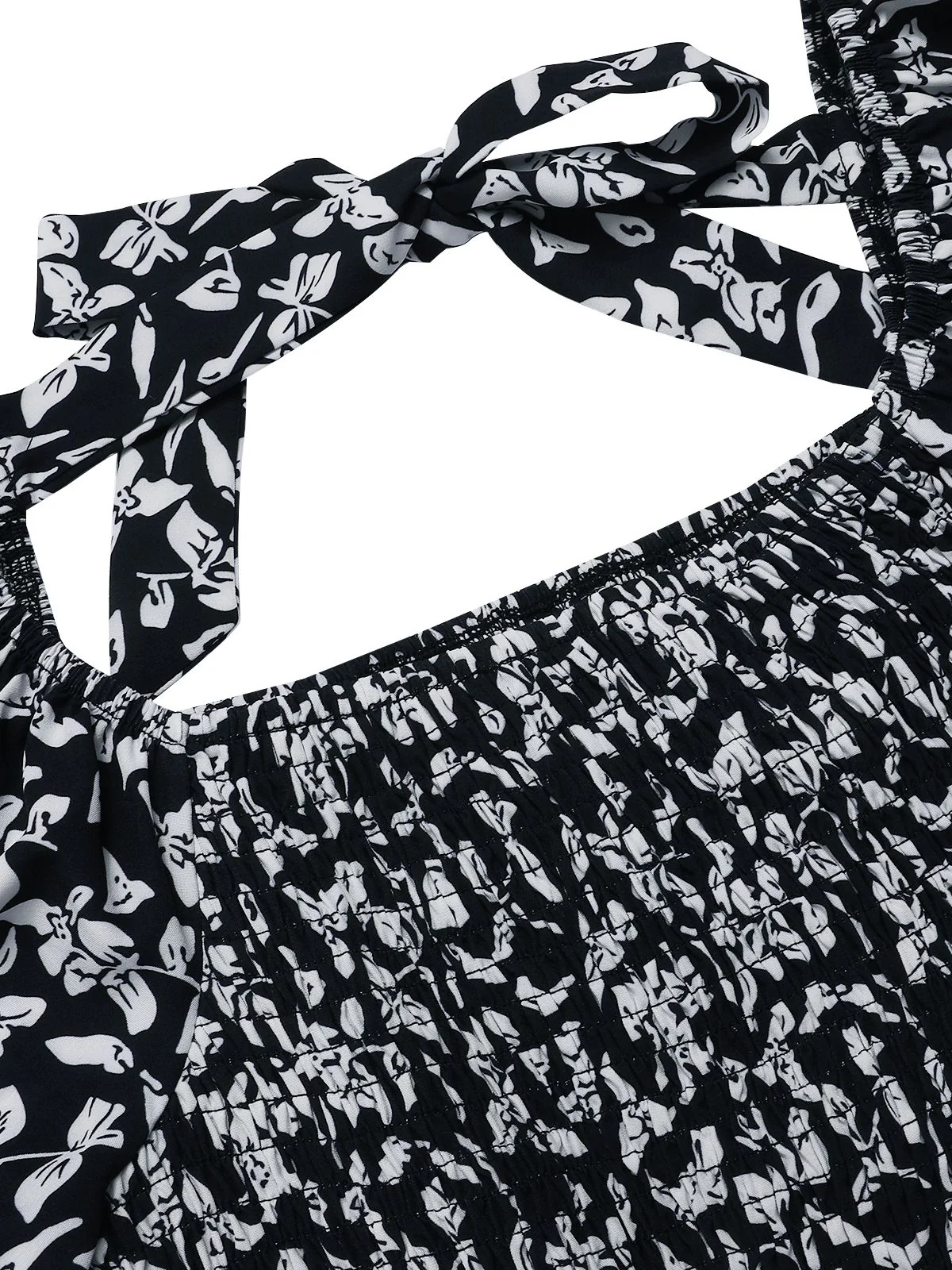 Black 1930s Square Neck Puff Floral Jumpsuit - Image 4