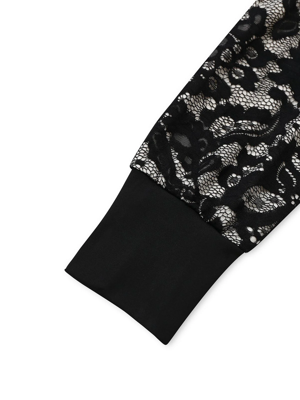 Black 1930s V-Neck Floral Lace Fishtail Dress - Image 4