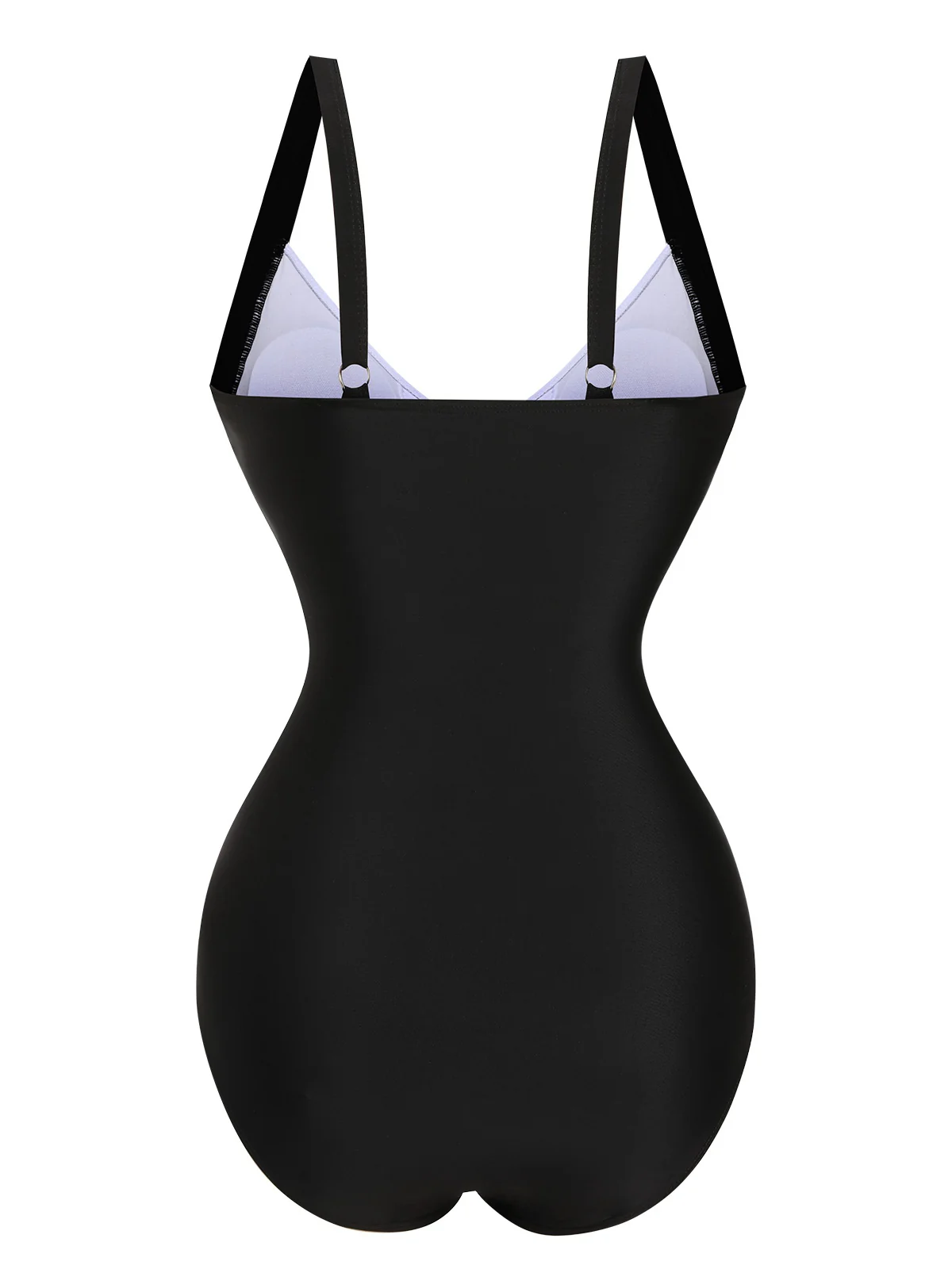 Black 1930s Wide-Straps Flowers Swimsuit - Image 3