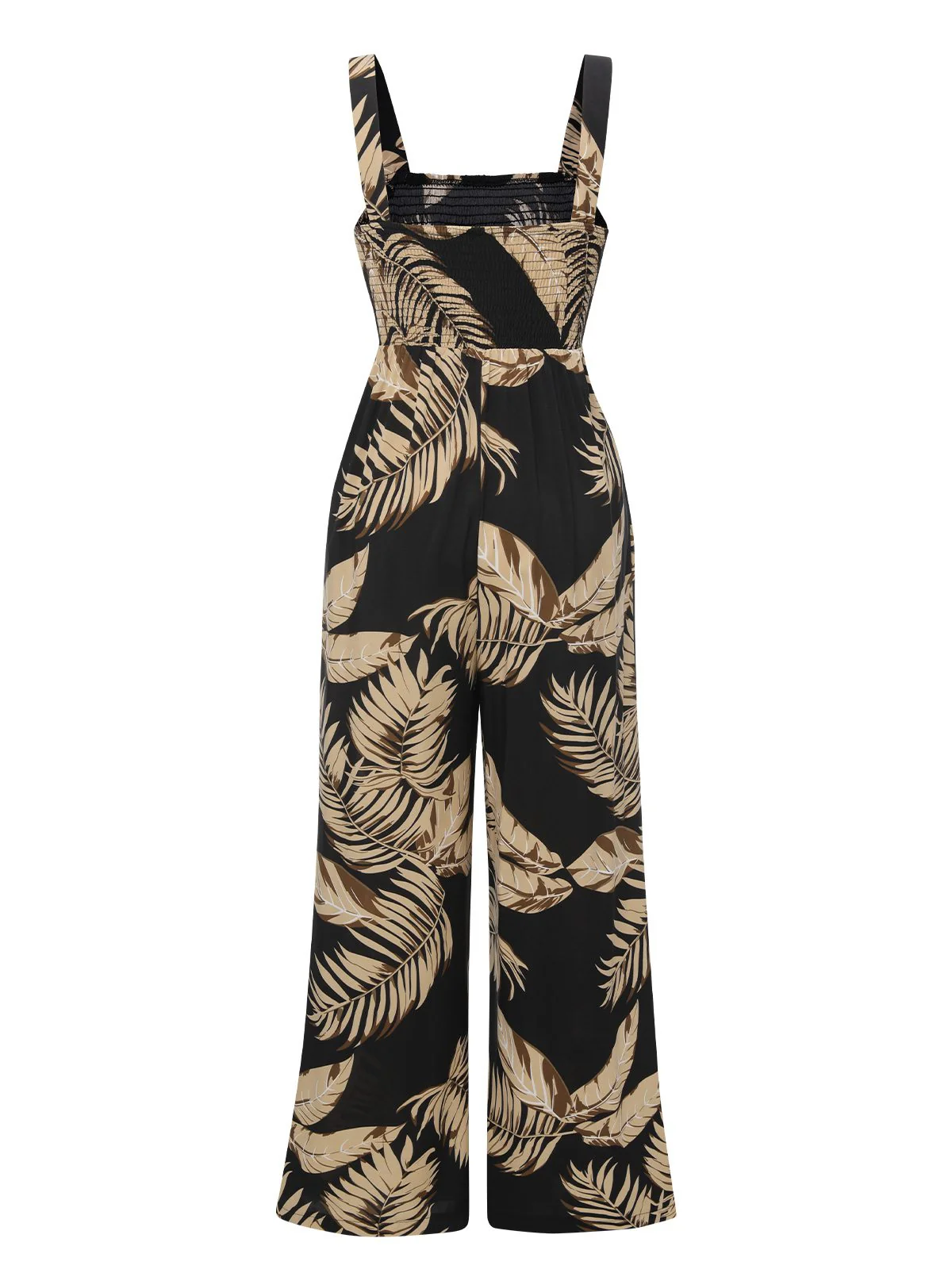 Black 1930s Wide-Straps Plants Jumpsuit - Image 3