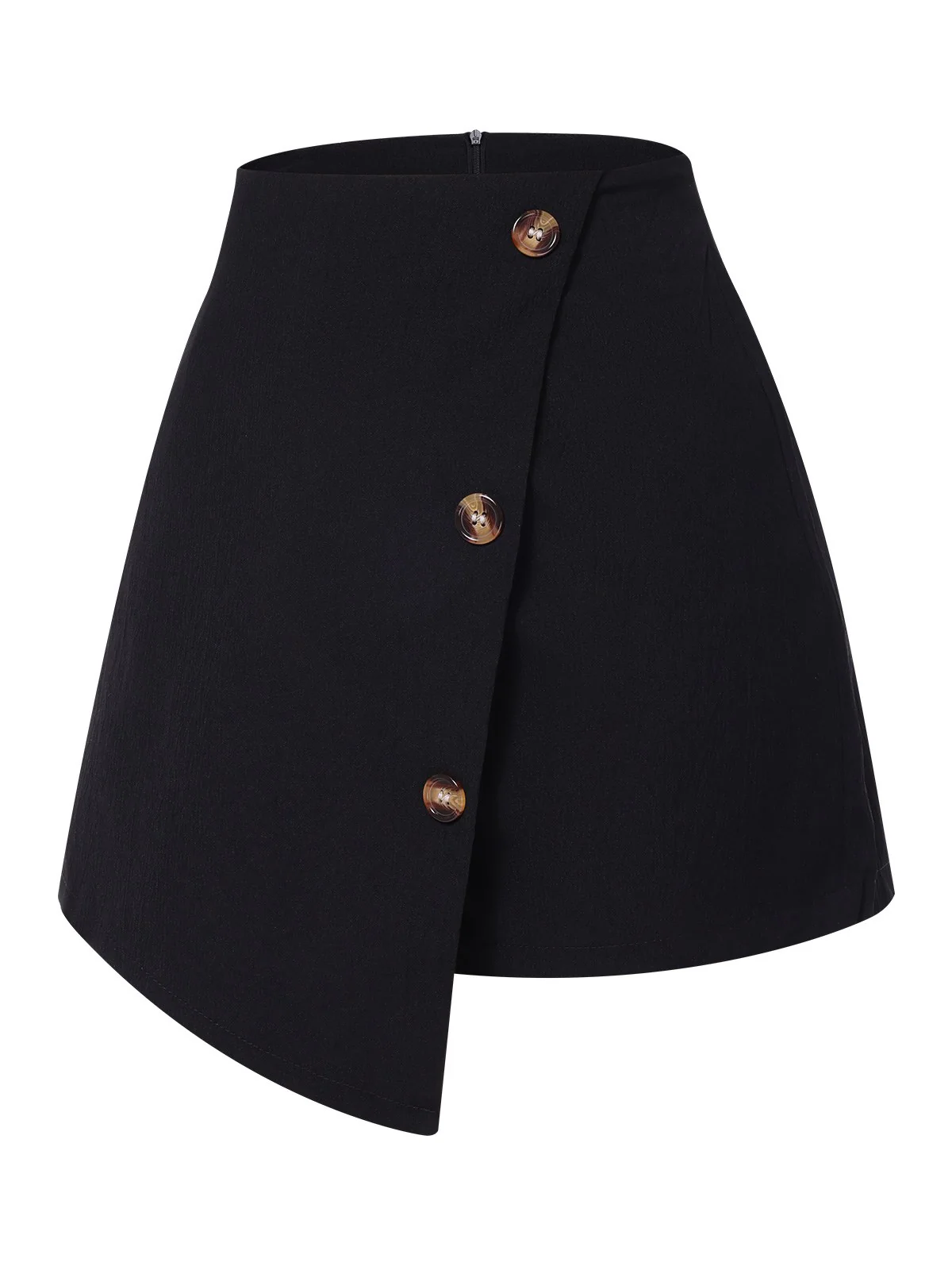Black 1940s Button Irregular Hem Skirt - Image 2