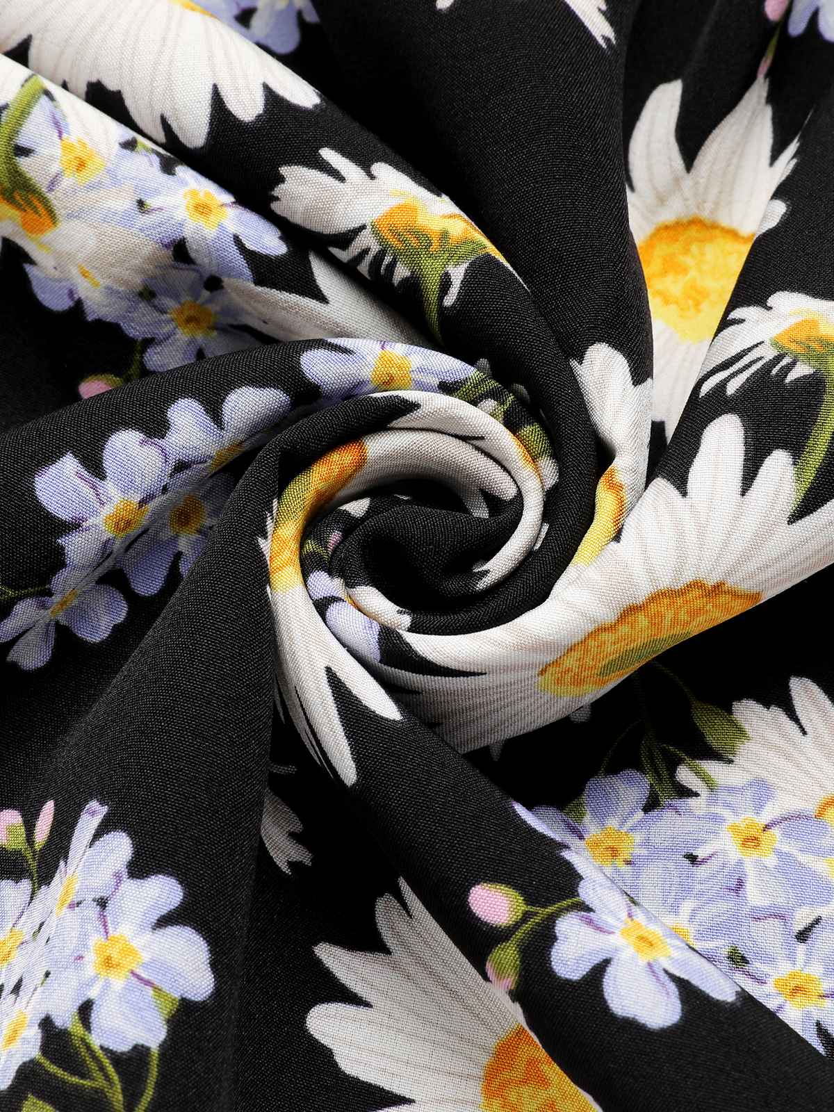 Black 1940s Cap Sleeve Daisy Dress - Image 7
