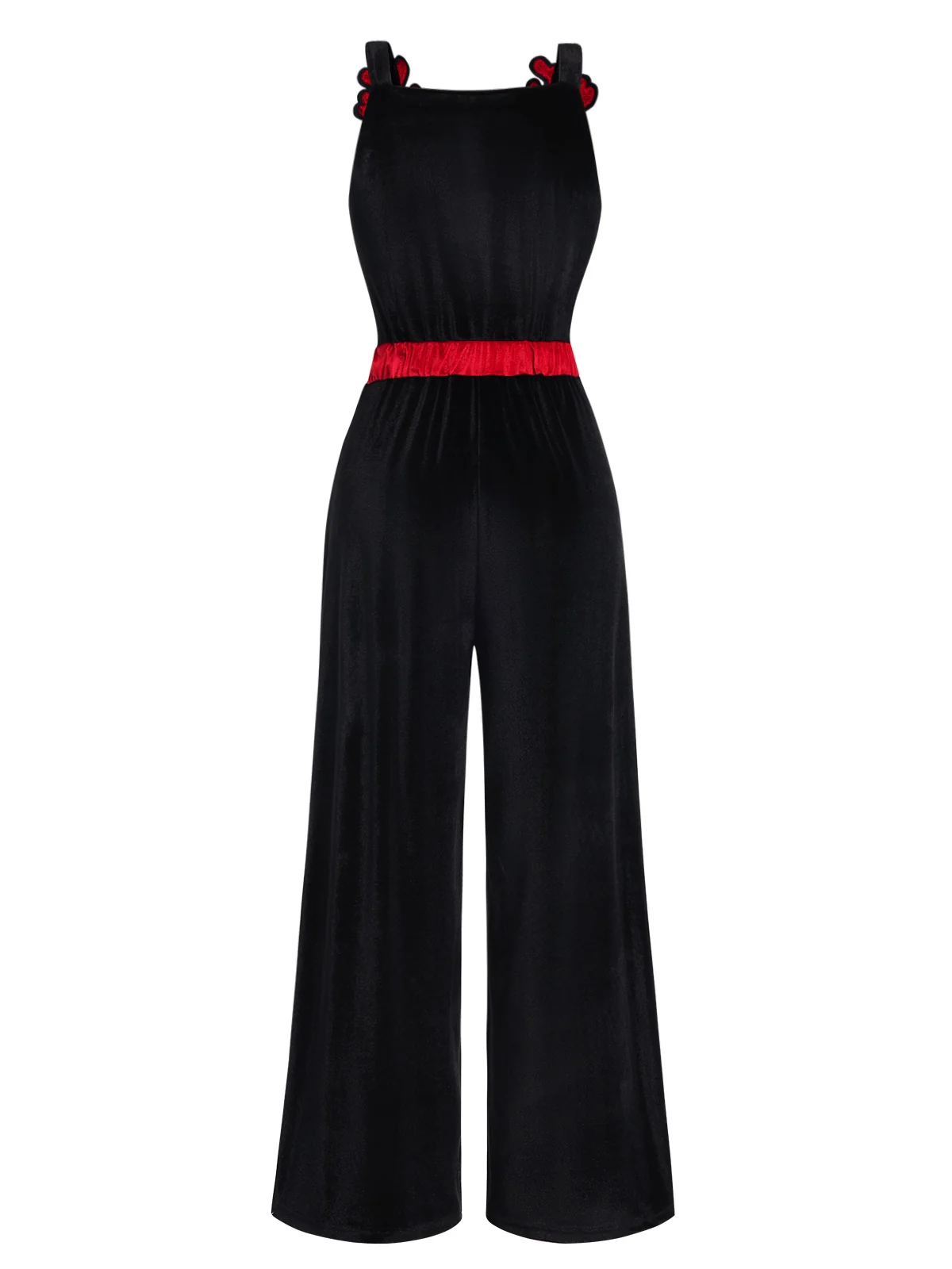 Black 1940s Christmas Elk Plush Velvet Jumpsuit - Image 4