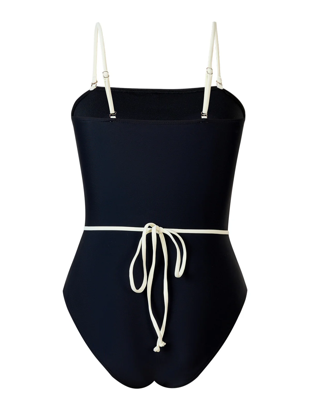 Black 1940s Contrast 3D Rose Belted Swimsuit - Image 2