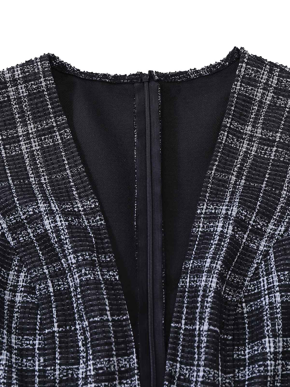Black 1940s Cotton Plaid Deep V-Neck Overall Jumpsuit - Image 4