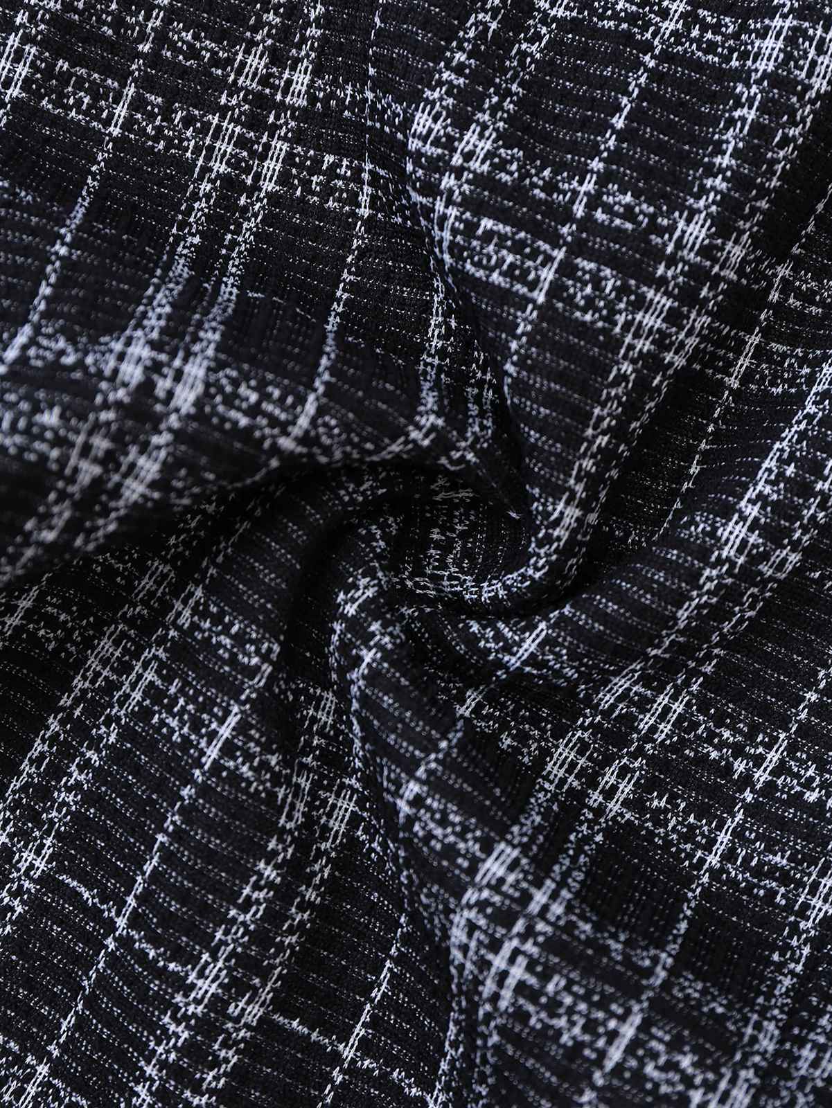 Black 1940s Cotton Plaid Deep V-Neck Overall Jumpsuit - Image 7