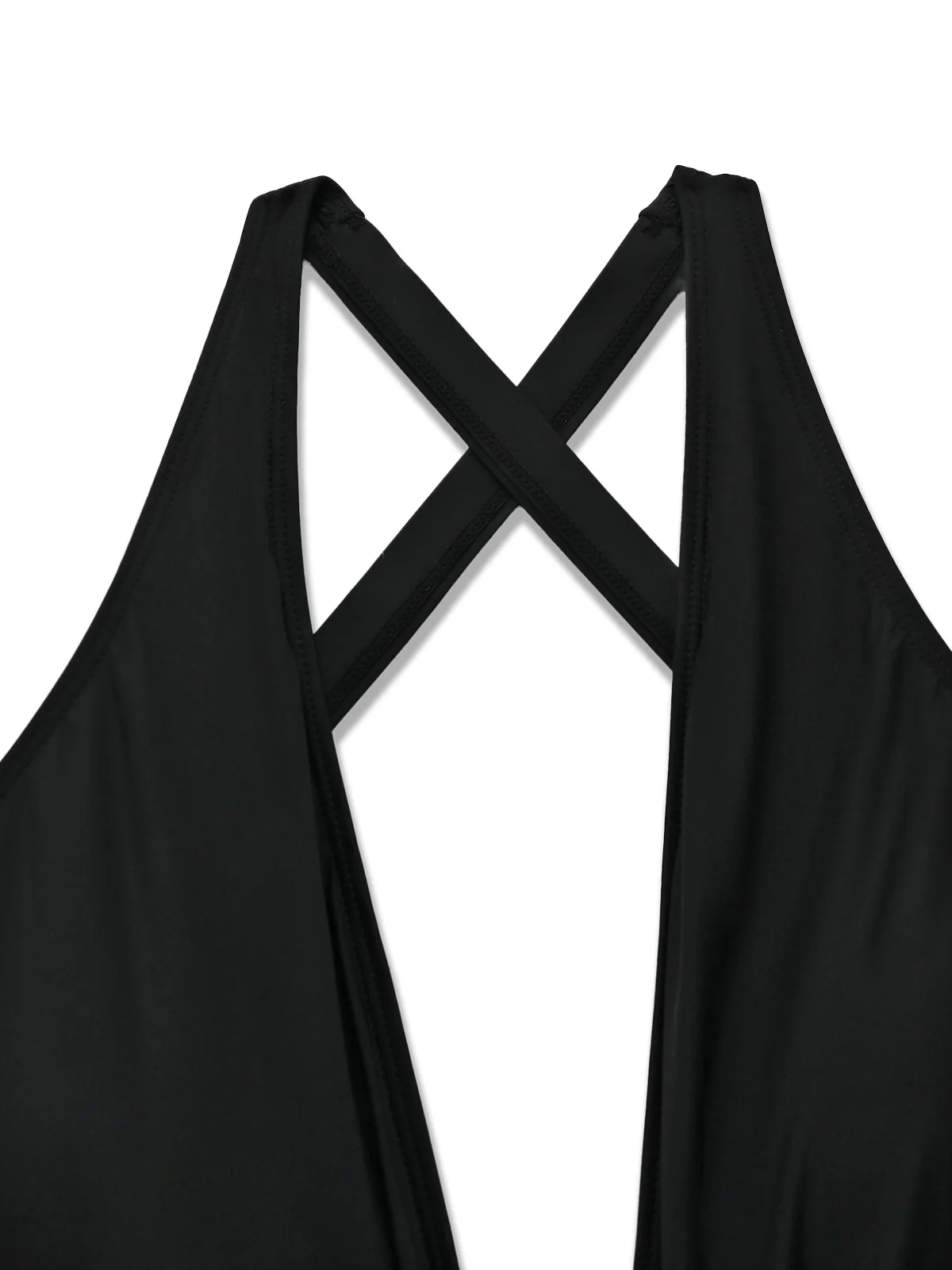 Black 1940s Crisscross Cutout Lace-Up Tankini Set - Image 4