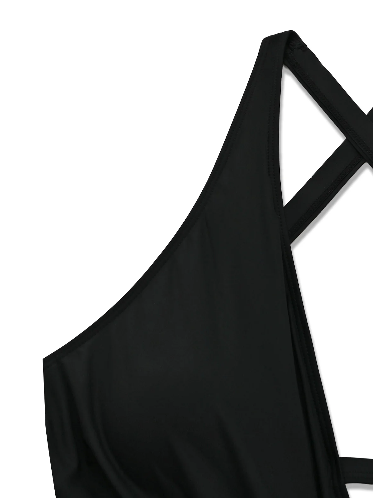 Black 1940s Crisscross Cutout Lace-Up Tankini Set - Image 5