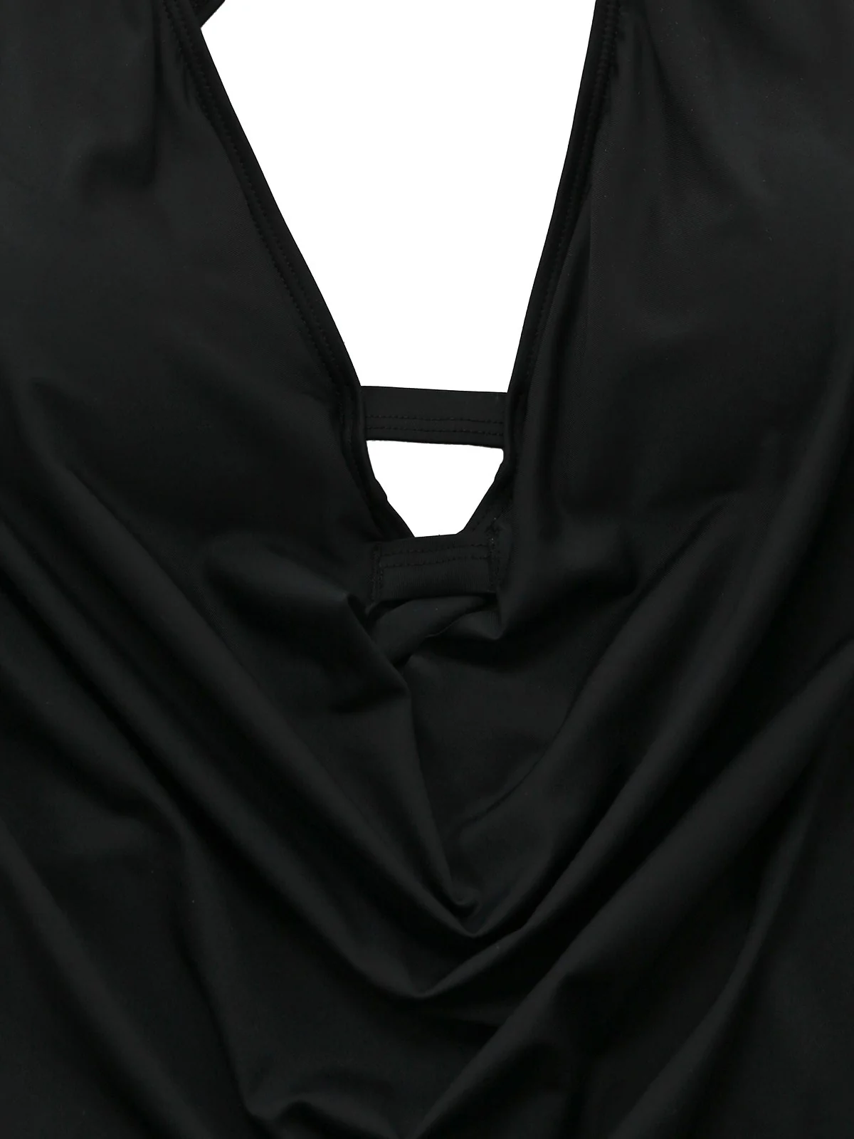 Black 1940s Crisscross Cutout Lace-Up Tankini Set - Image 6