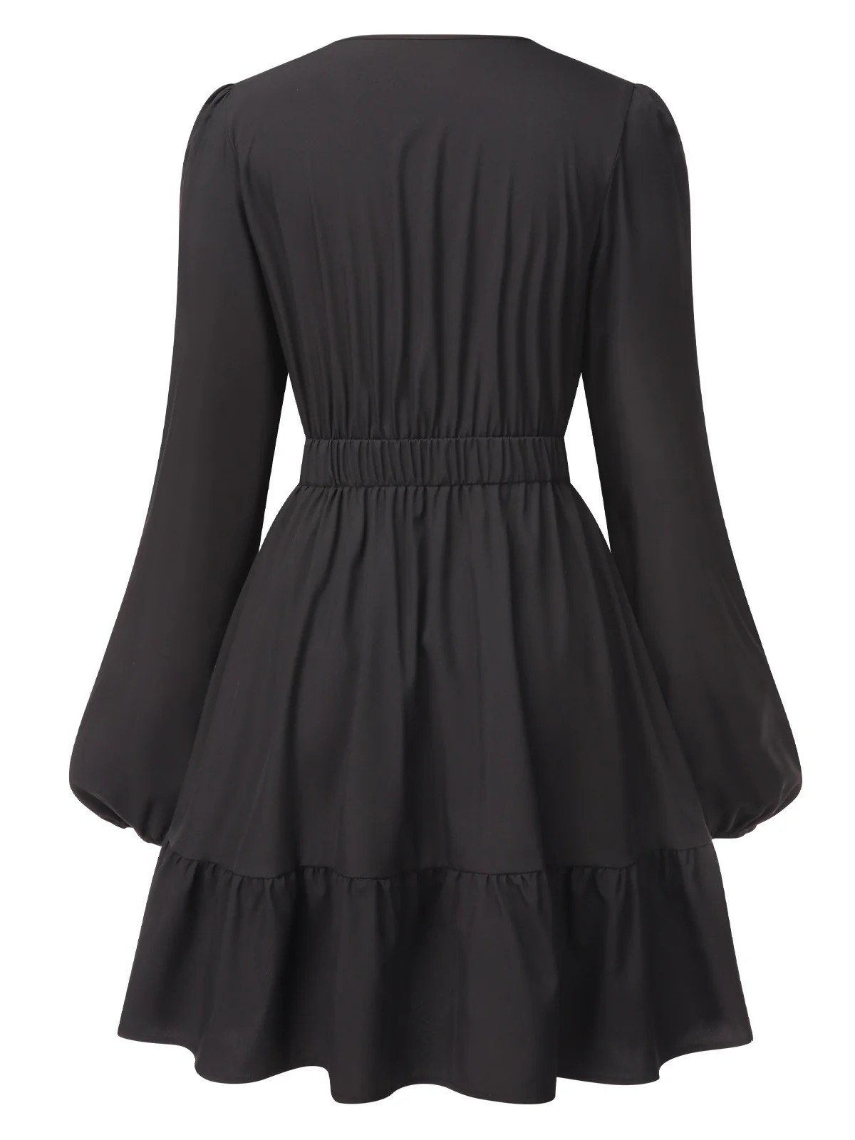 Black 1940s Deep V Embroidered Floral Dress - Image 3
