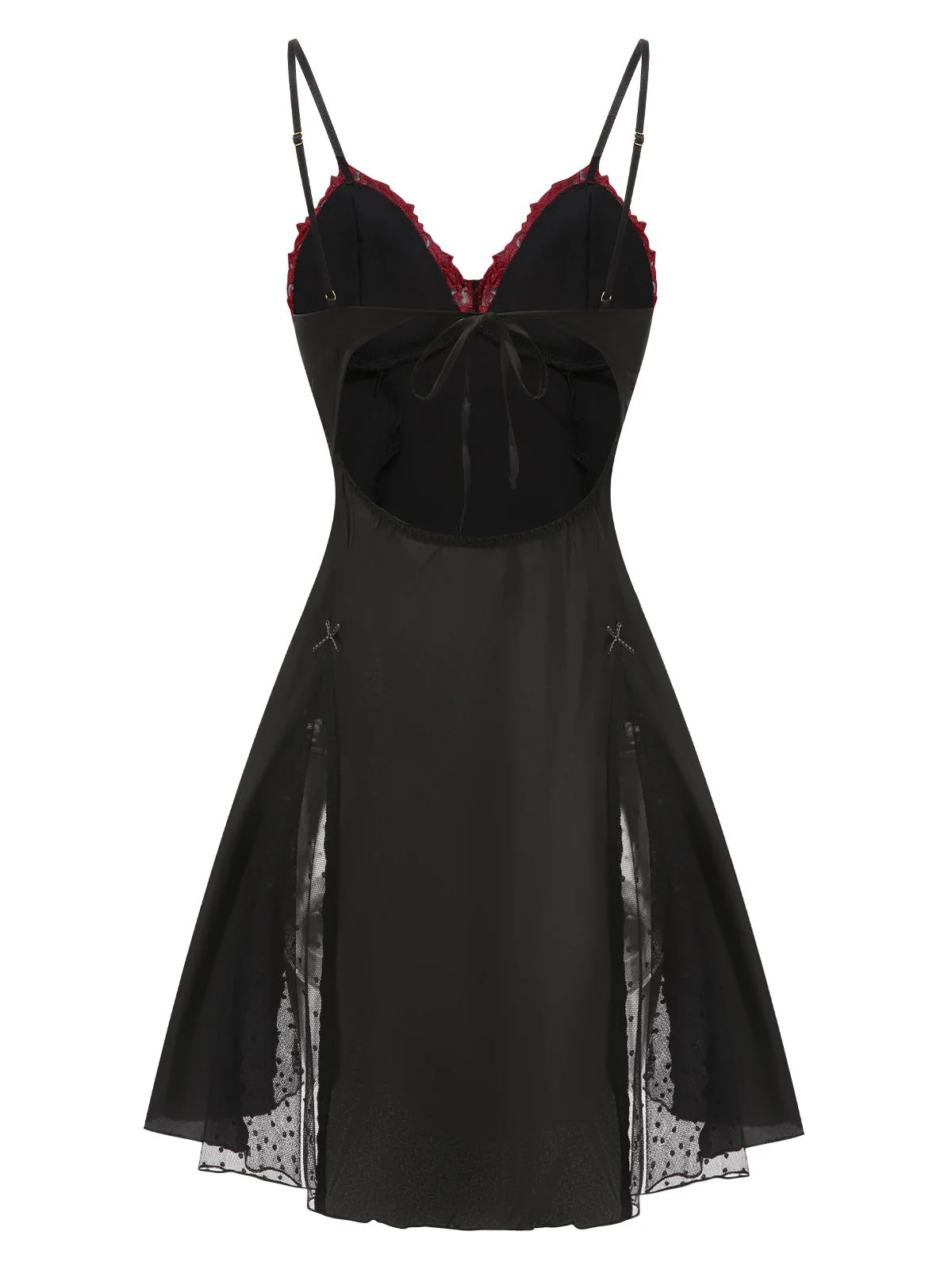 Black 1940s Embroidered Satin Lace Nightdress - Image 3