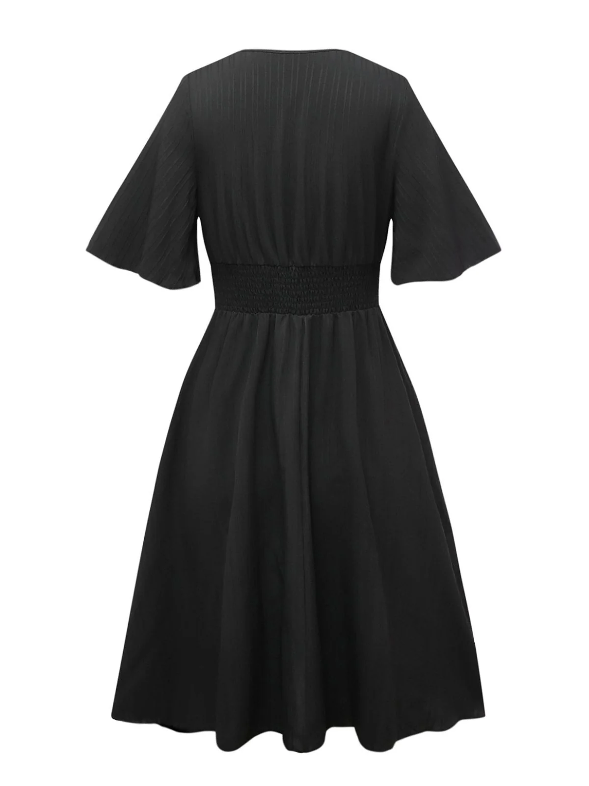 Black 1940s Embroidery Boho V-Neck Dress - Image 2