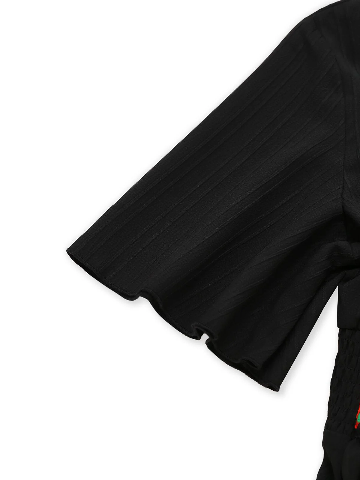 Black 1940s Embroidery Boho V-Neck Dress - Image 3
