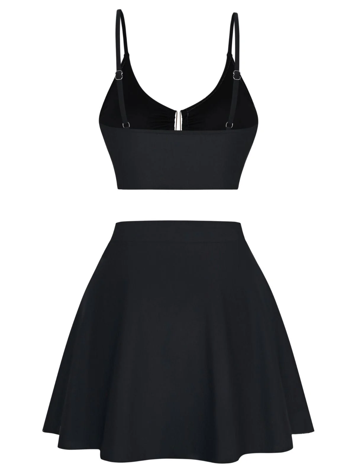 Black 1940s Floral Metal Buckle Tankini Set - Image 3