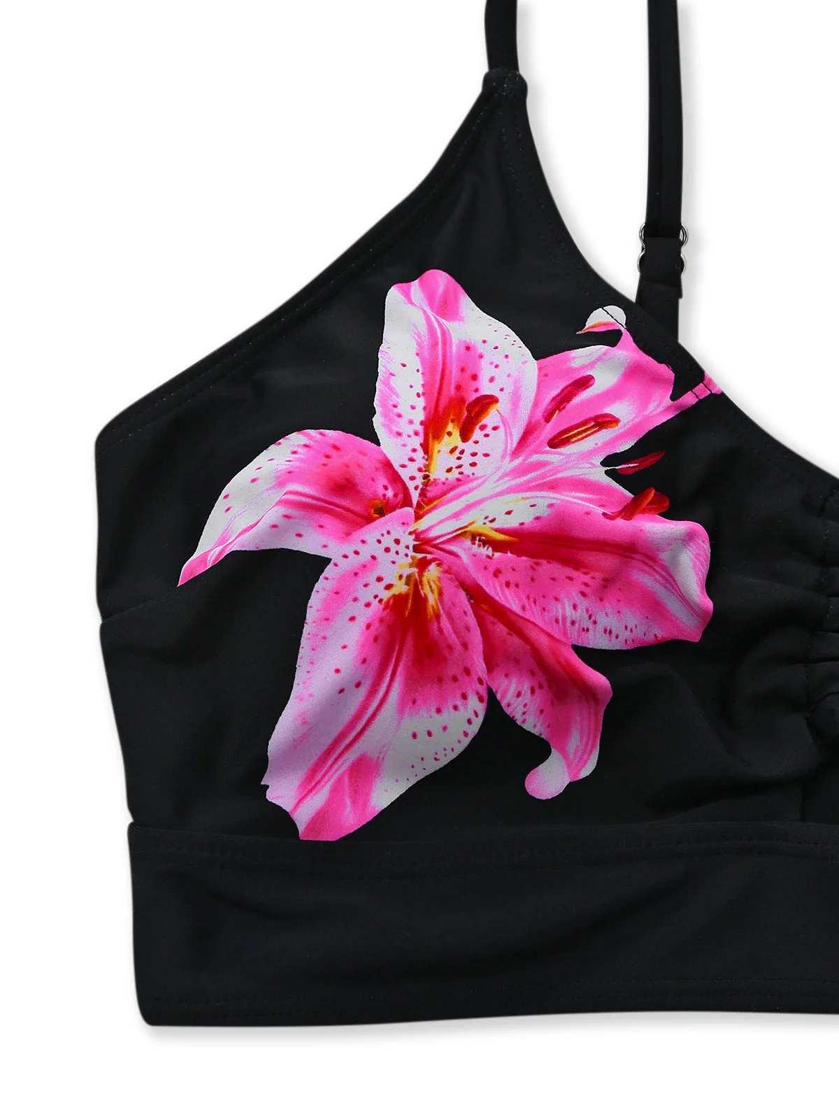 Black 1940s Floral Metal Buckle Tankini Set - Image 5