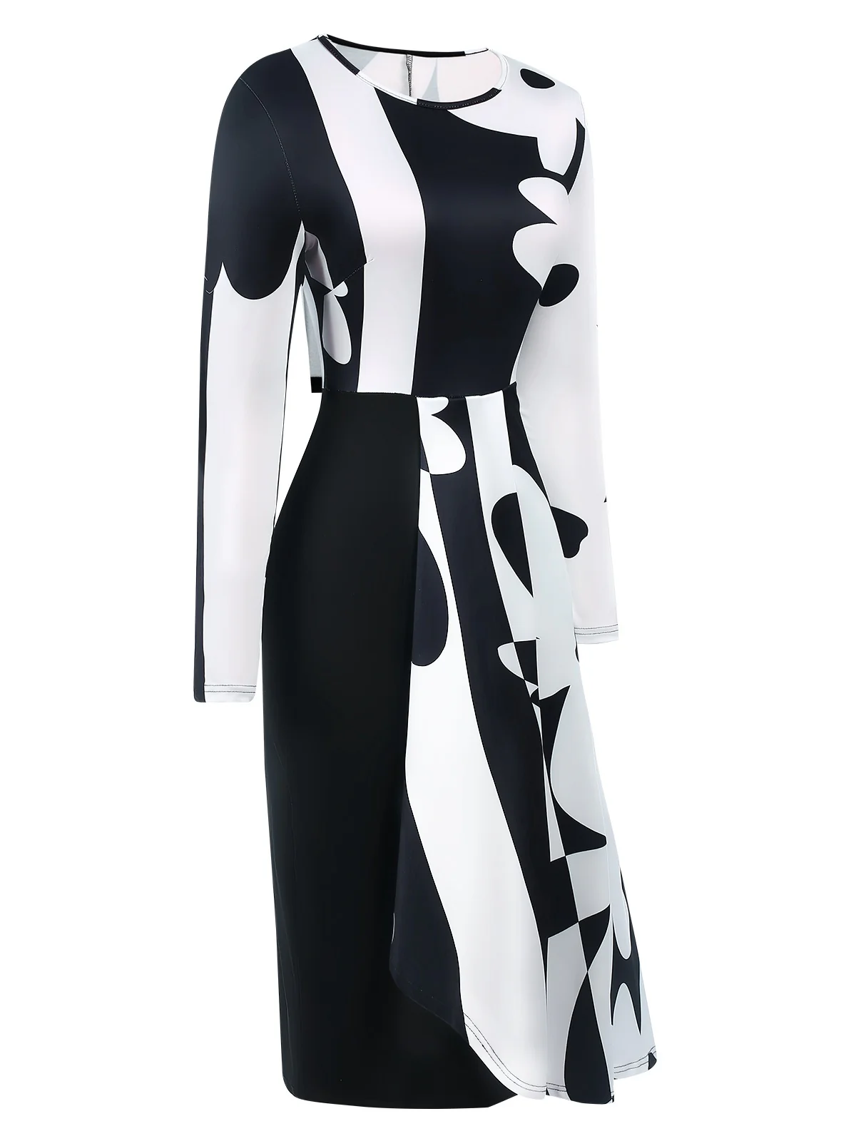 Black 1940s Extra Skirt Floral Stripe Dress - Image 2