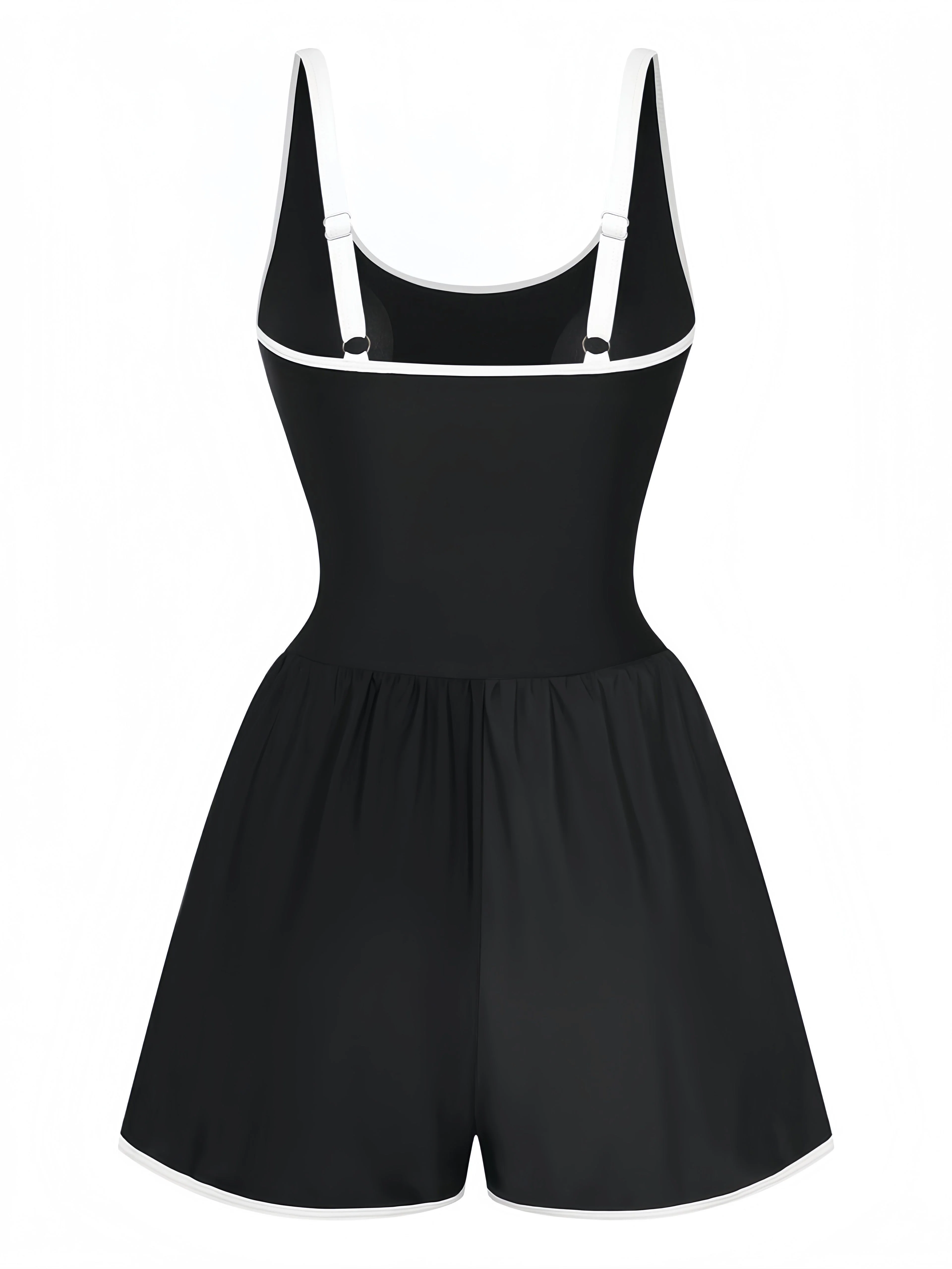 Black 1940s Floral Tankini One-Piece Swimsuit - Image 3