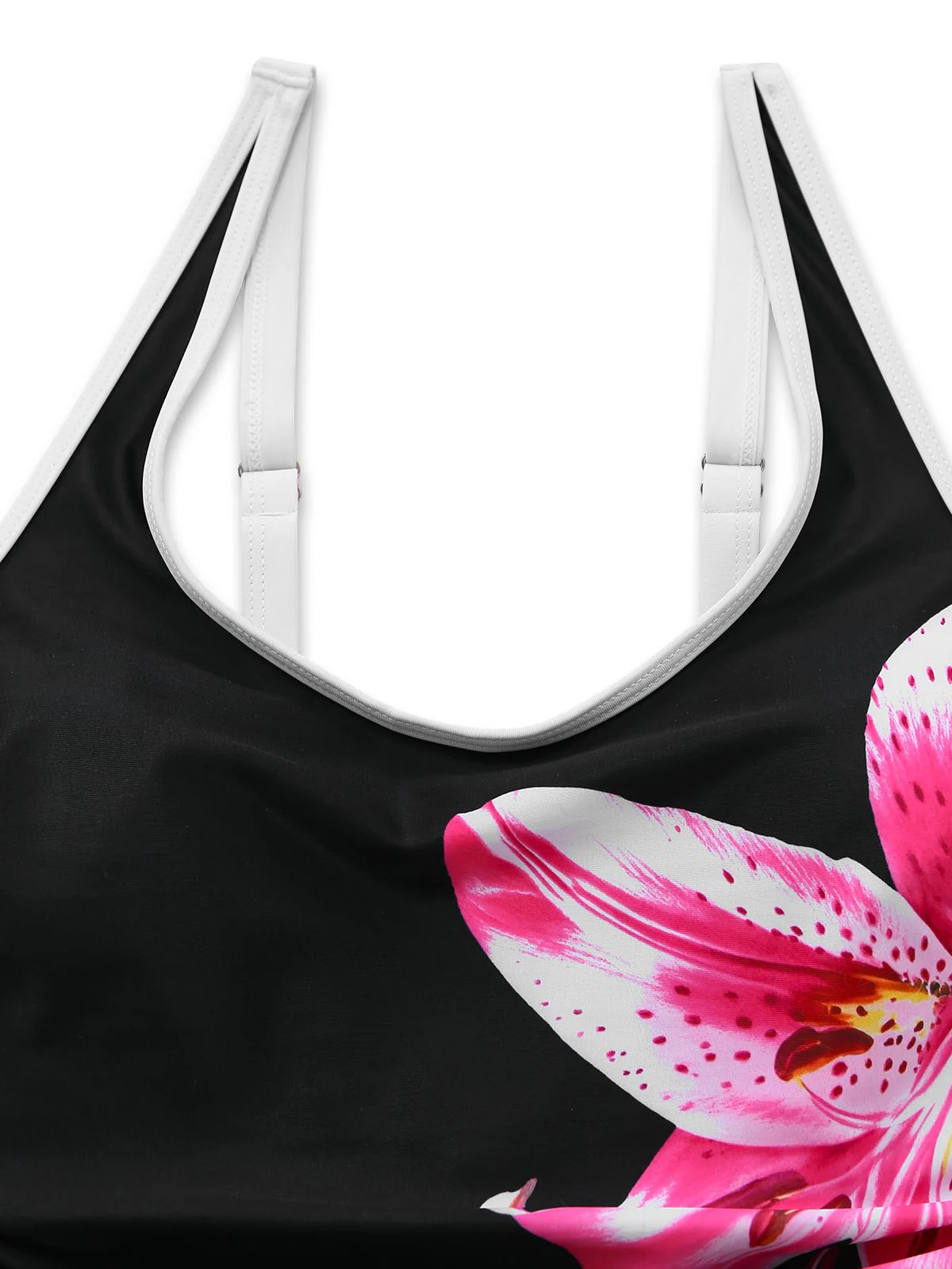 Black 1940s Floral Tankini One-Piece Swimsuit - Image 4