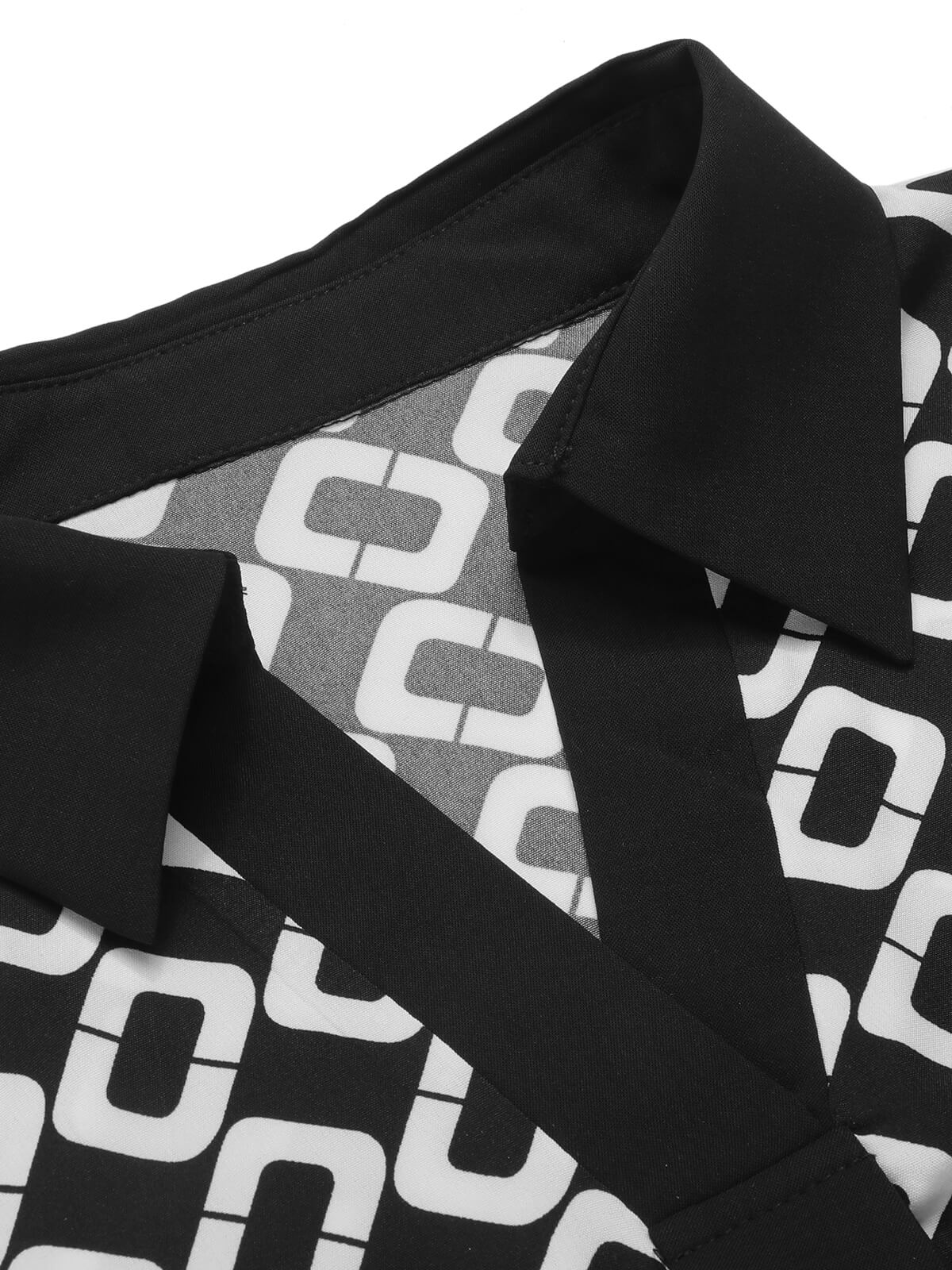 Black 1940s Geometric Patchwork Ribbon Blouse - Image 5