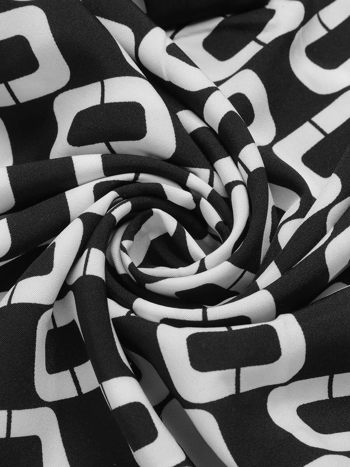 Black 1940s Geometric Patchwork Ribbon Blouse - Image 7