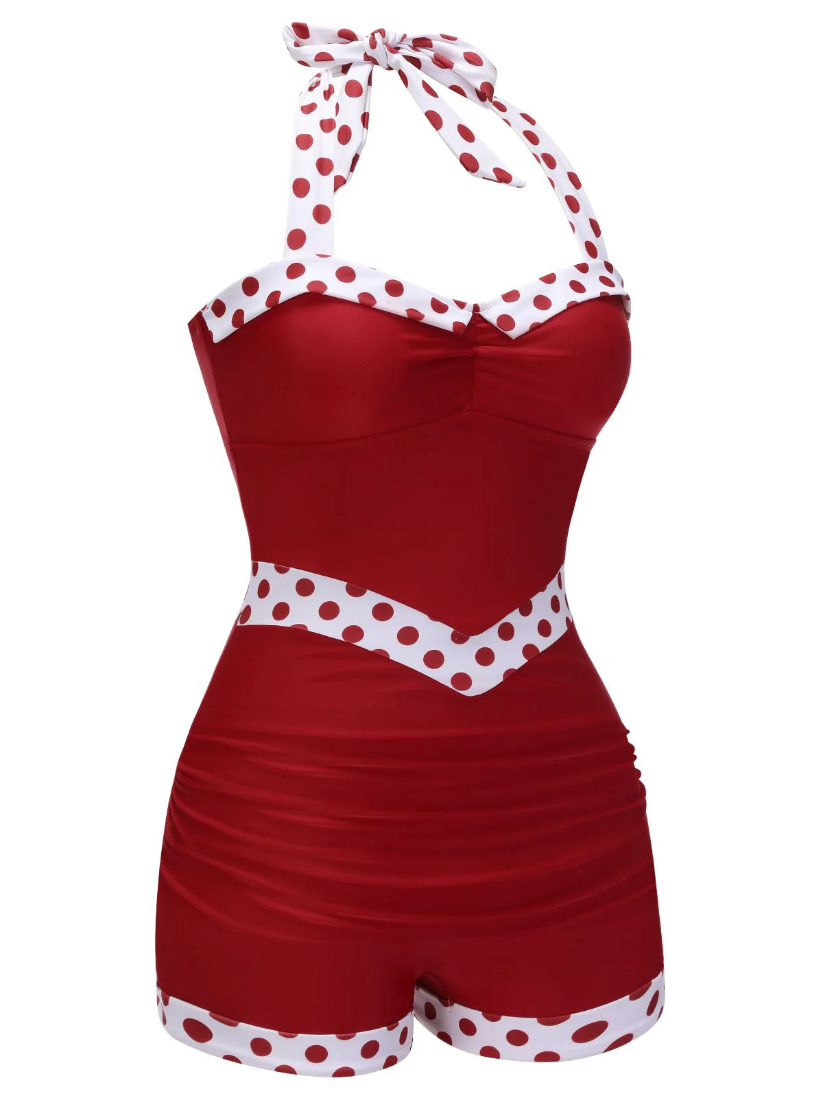 Black 1940s Halter Patchwork One-piece Swimsuit - Image 9