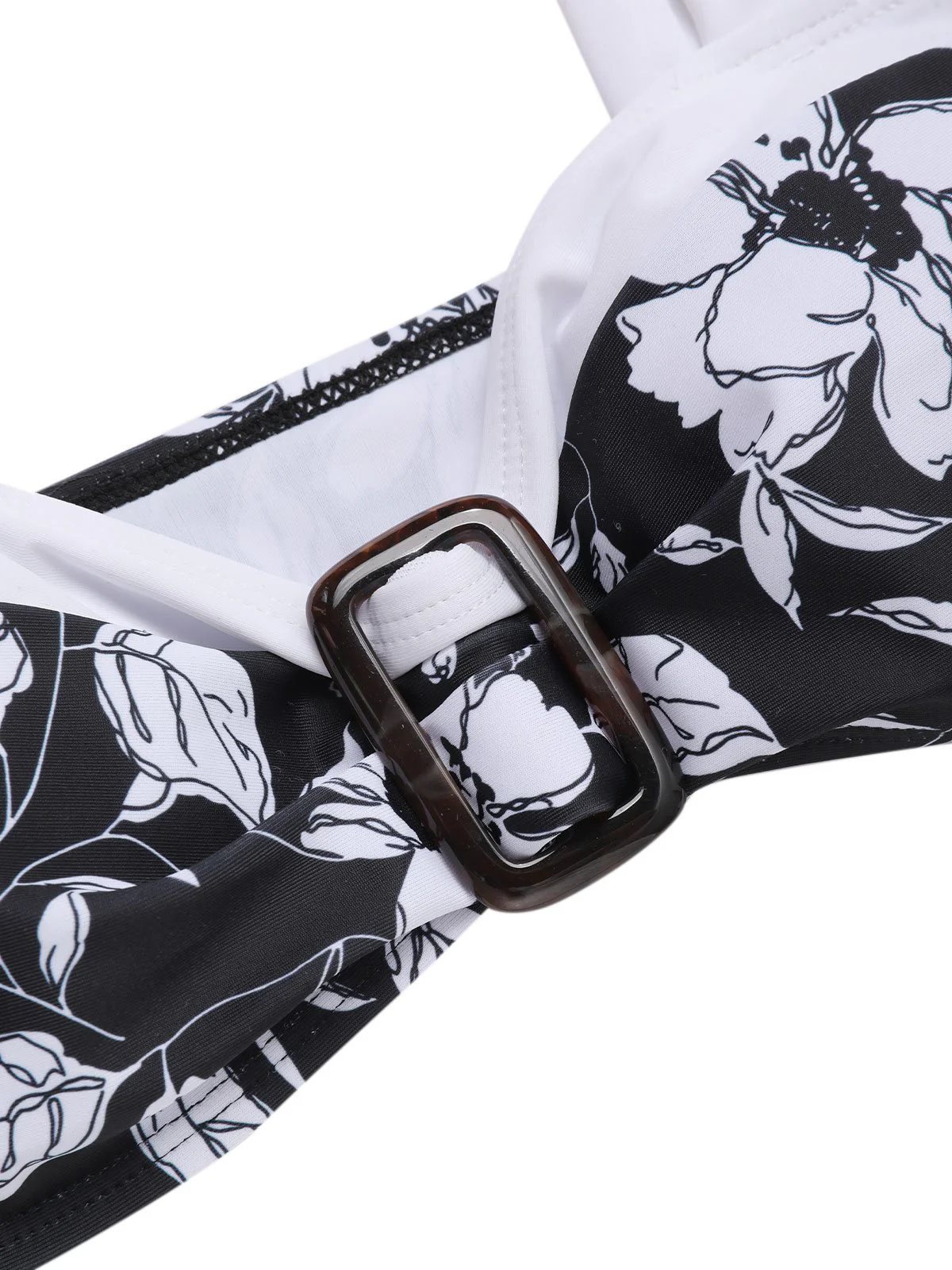 Black 1940s Hepburn Silhouette Floral Bikini Set - Image 5