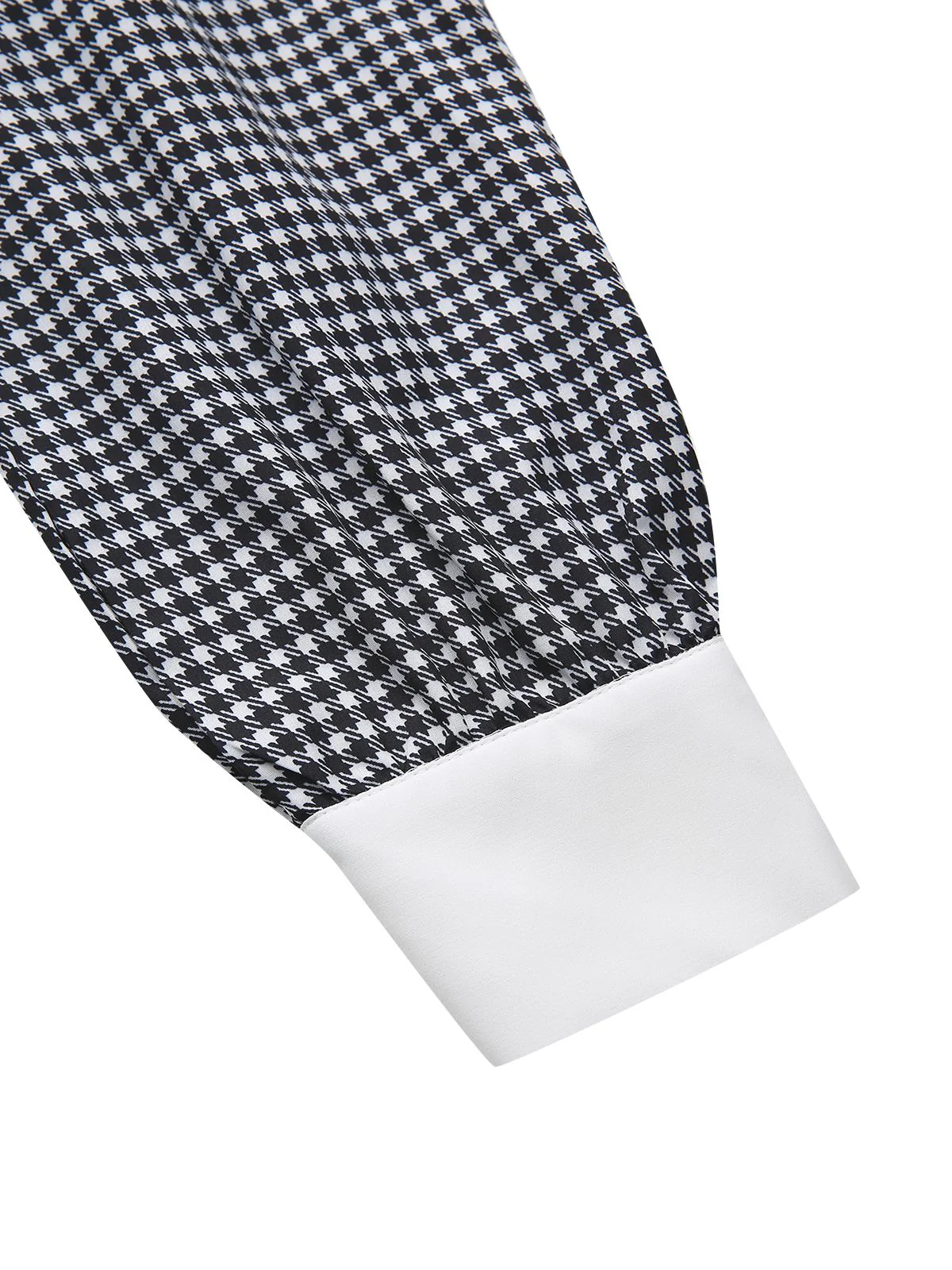 Black 1940s Houndstooth Puff-Sleeves Pearl Button Dress - Image 6