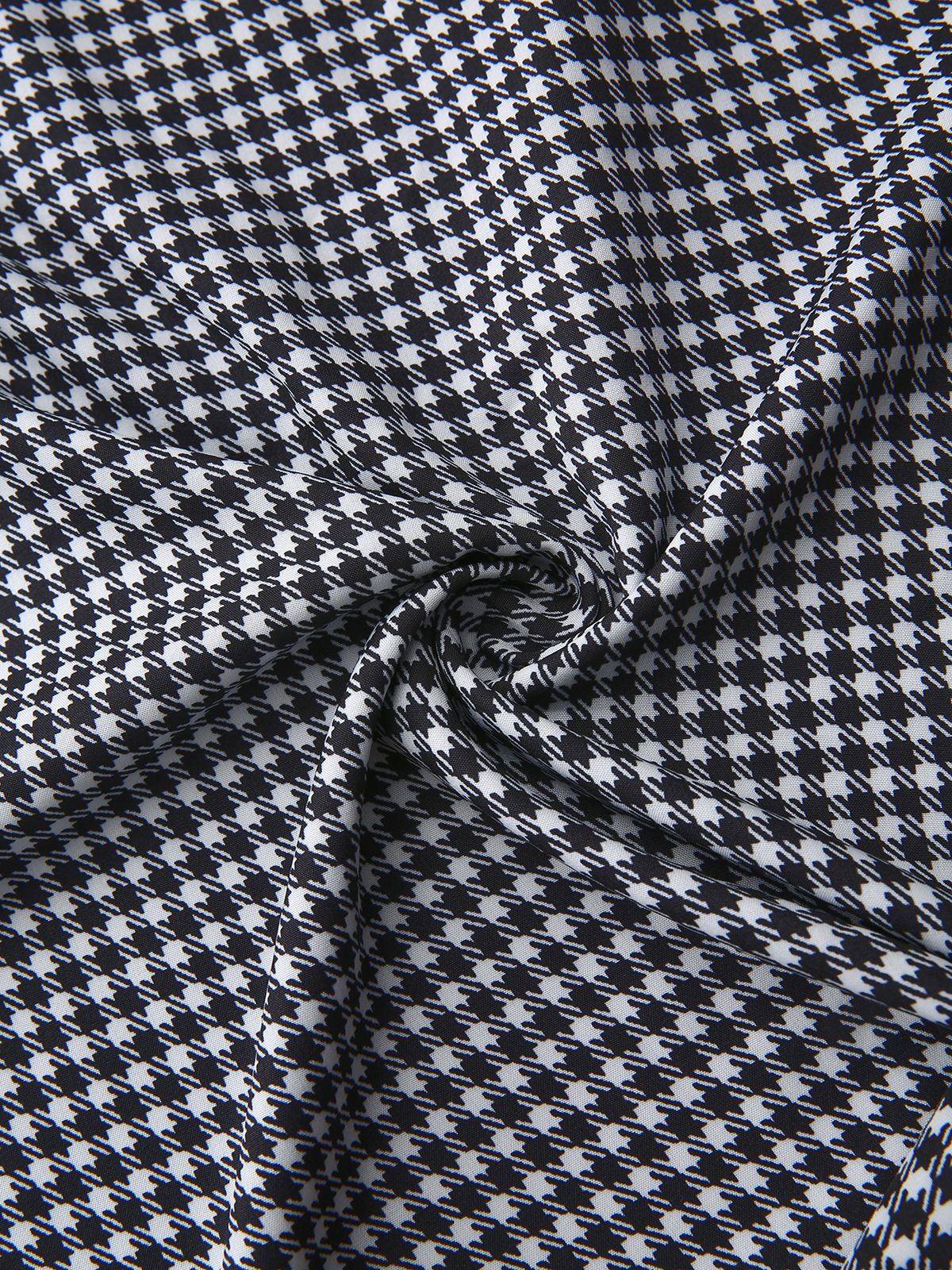 Black 1940s Houndstooth Puff-Sleeves Pearl Button Dress - Image 8
