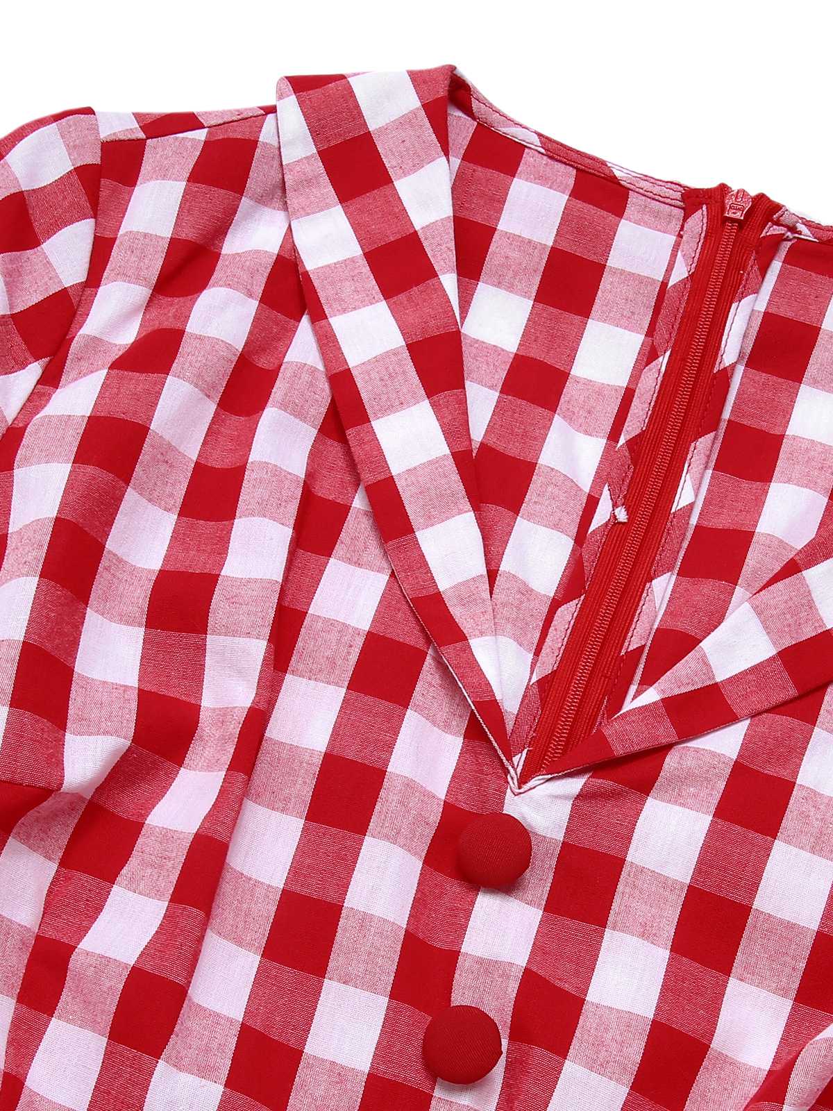 [Pre-Sale] Black 1940s Lapel Plaids Belted Romper - Image 8