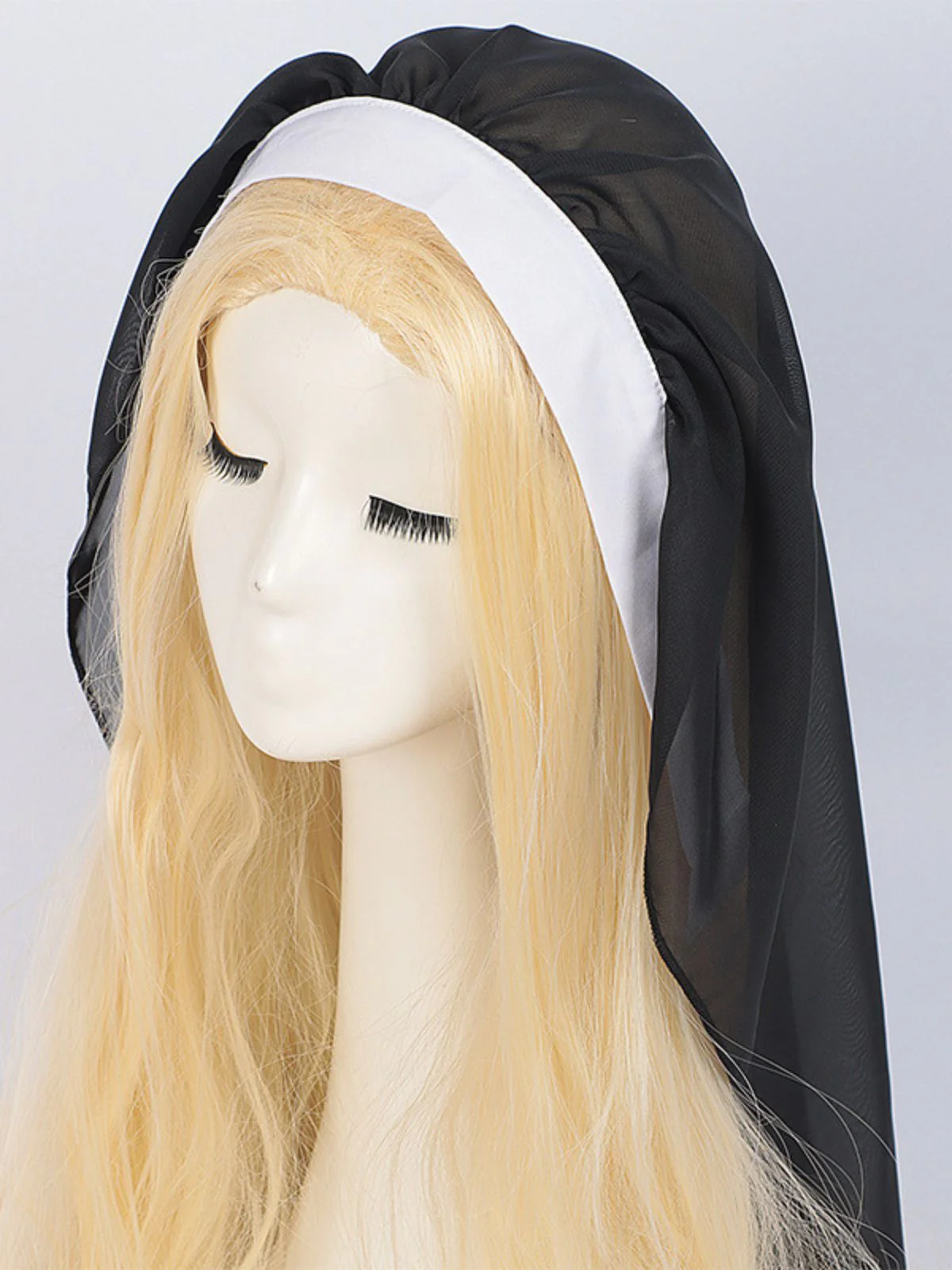 Black 1940s Nun-Style Cross Necklace Dress - Image 3