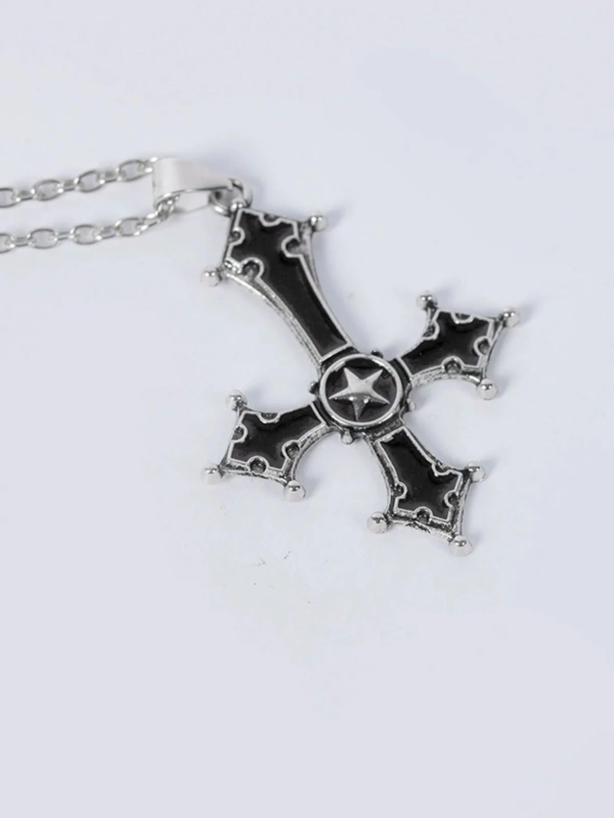 Black 1940s Nun-Style Cross Necklace Dress - Image 6