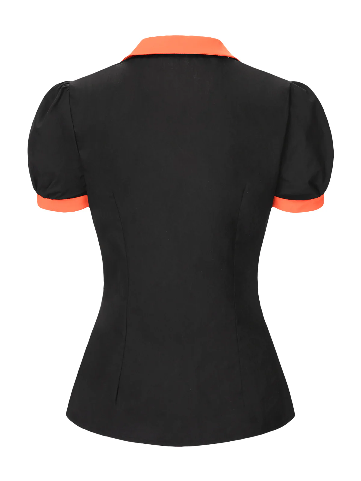 Black 1940s Peter Pan Collar Halloween Puff Sleeve Blouse - Image 4