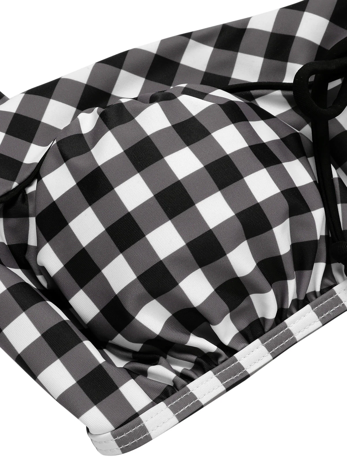 Black 1940s Plaid Halter Swimsuit - Image 5