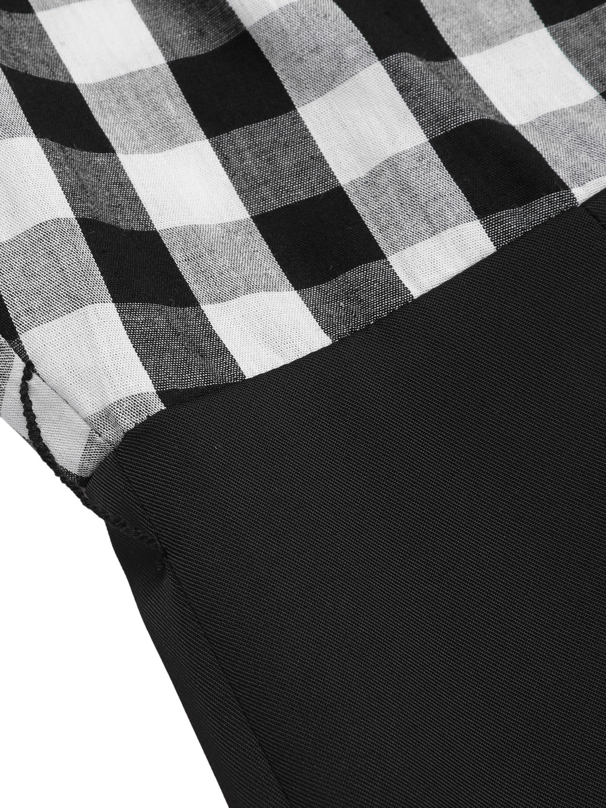 Black 1940s Plaid Patchwork Suspender Jumpsuit - Image 6