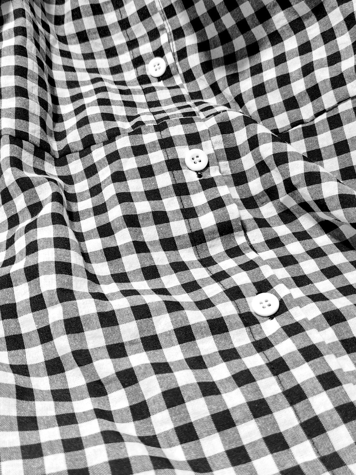 Black 1940s Plaid Puff Sleeve Long Shirt Dress - Image 3