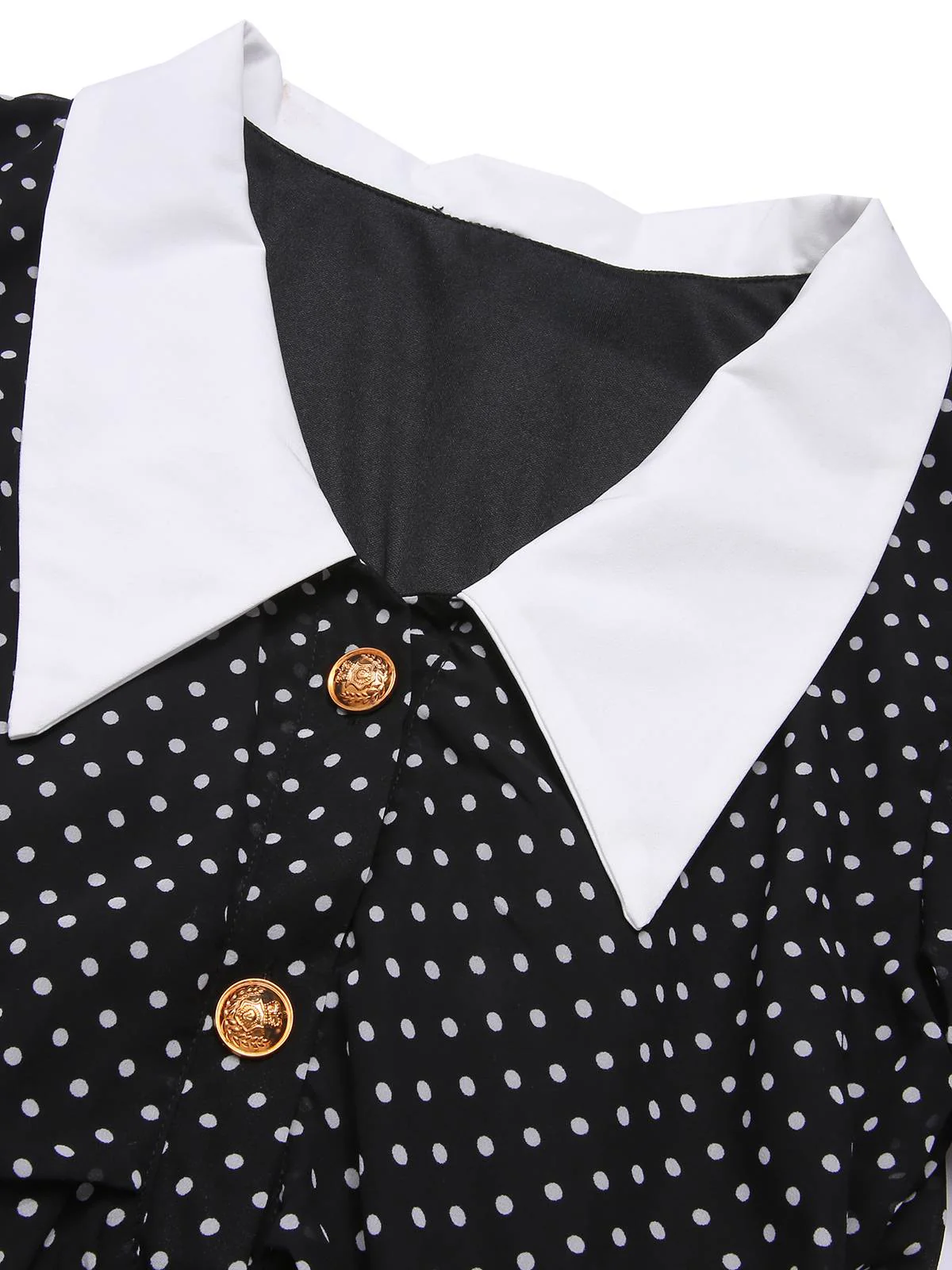 Black 1940s Polka Dot Contrast Collar Dress - Image 4