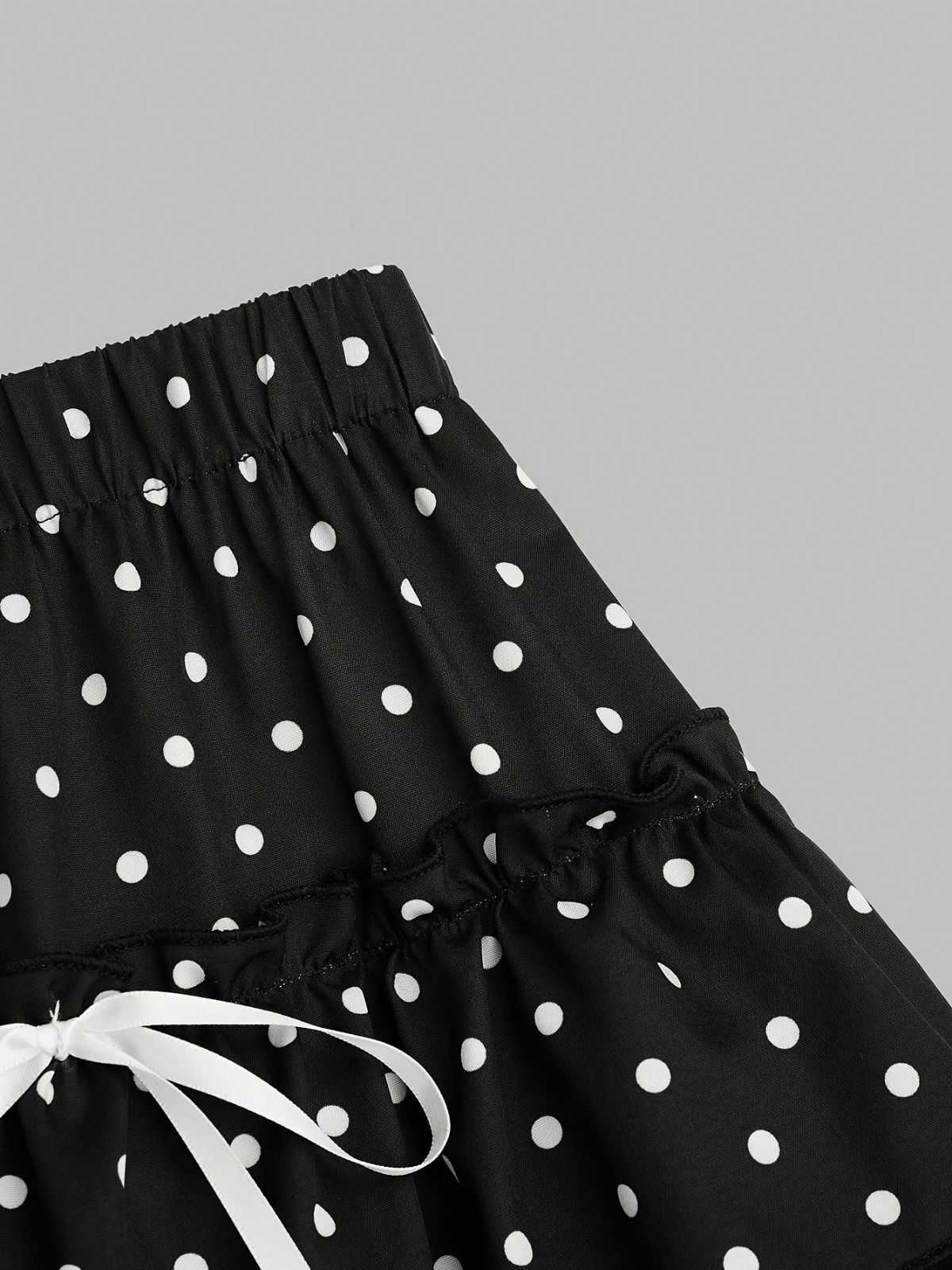 Black 1960s Polka Dot Lace Ruffle Mini Skirt - Image 3