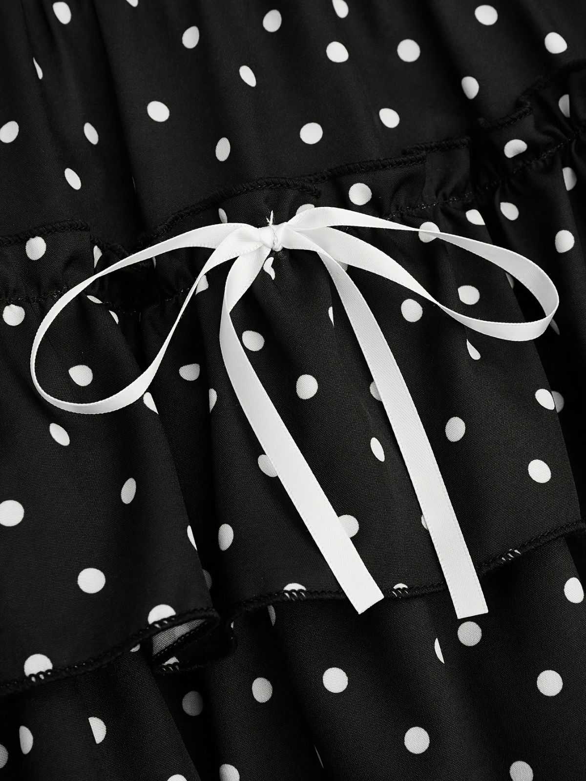 Black 1960s Polka Dot Lace Ruffle Mini Skirt - Image 4