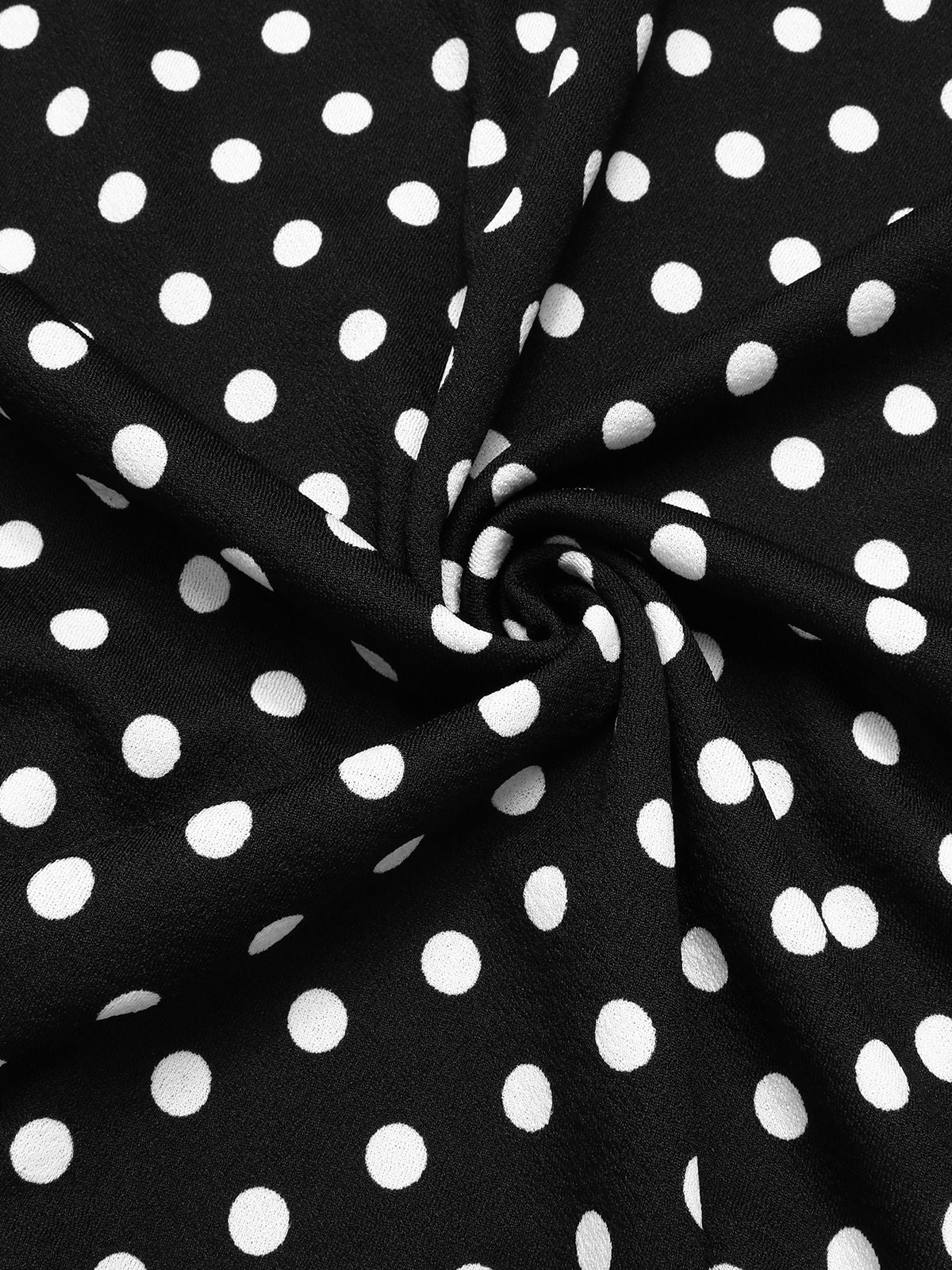 Black 1940s Polka Dot Scoop Neck Patchwork Dress - Image 4