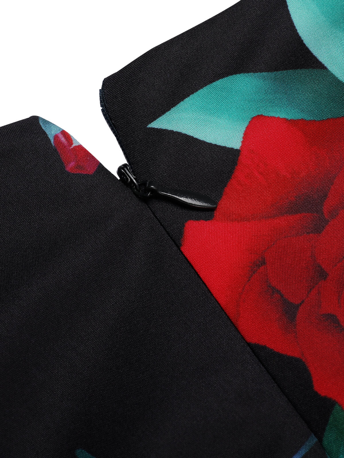 Black 1940s Rose Lantern Sleeve Lace-Up Dress - Image 6